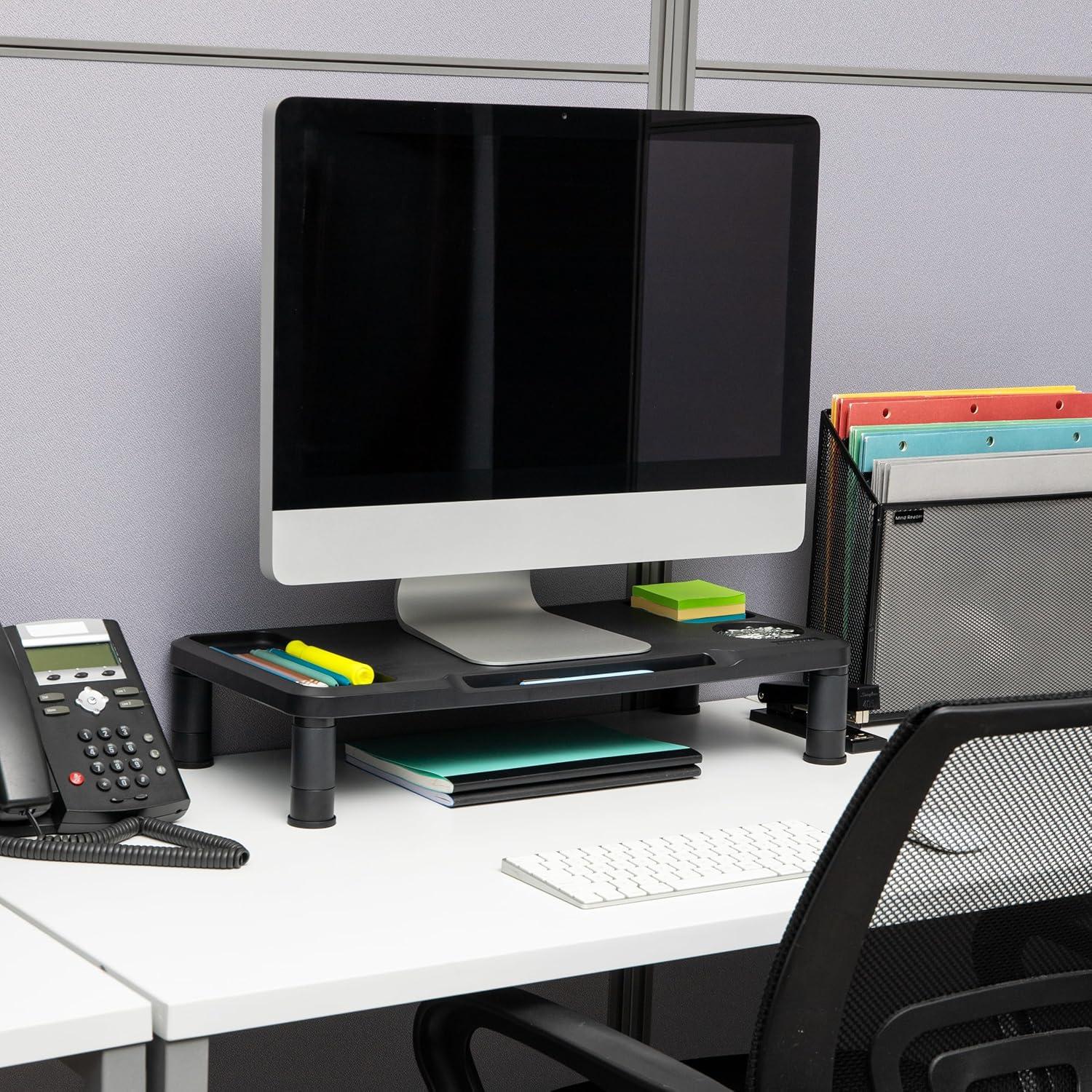 imageMind Reader Monitor Stand Laptop Riser Desktop Organizer Office Plastic 2175 L x 1025 W x 45 H Set of 2 Black2Pack