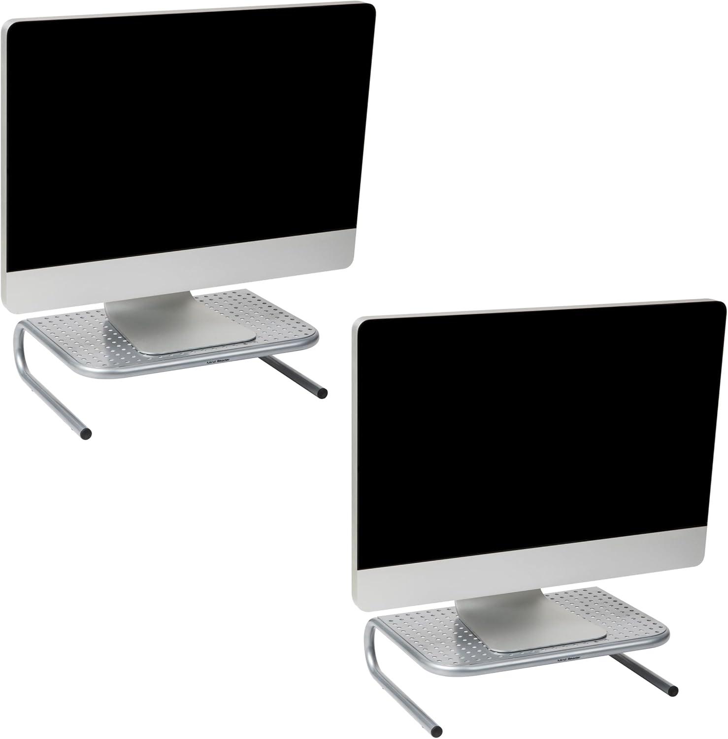 imageMind Reader Monitor Stand Ventilated Laptop Riser Desktop Organizer Metal 145L x 1125W x 425H Set of 2 Silver145L x 1125W x 425H