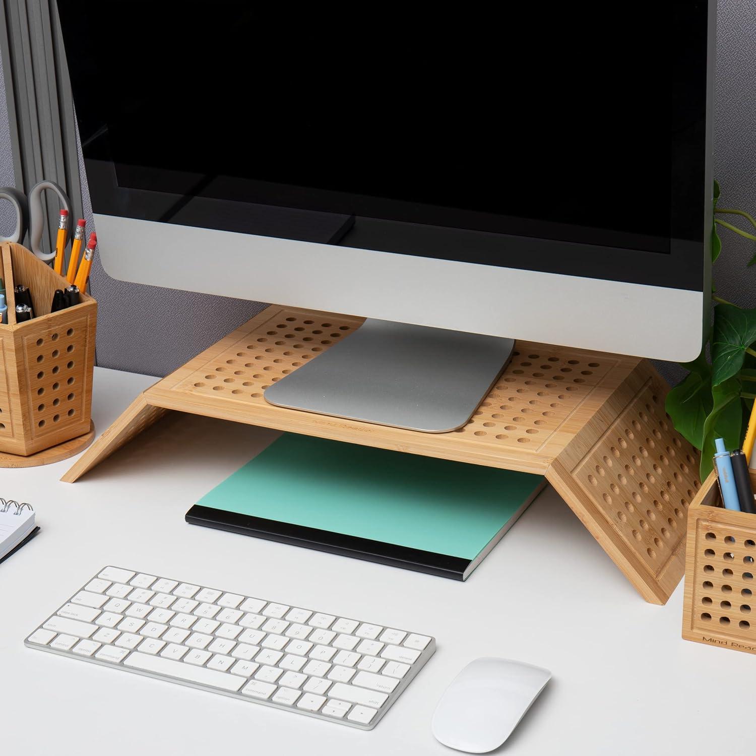 imageMind Reader Monitor Stand Ventilated Laptop Riser Desktop Organizer Office Rayon from Bamboo 2075 L x 9 W x 4 H Brown