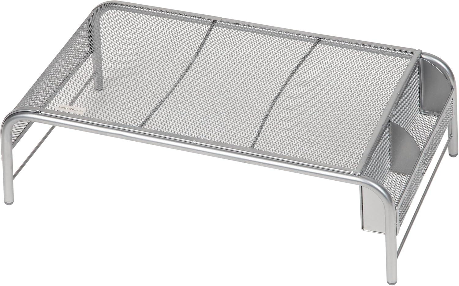 imageMind Reader Monitor Stand Ventilated Laptop Riser Desktop Organizer Side Storage Metal Mesh 20L x 115W x 55H SilverSilver