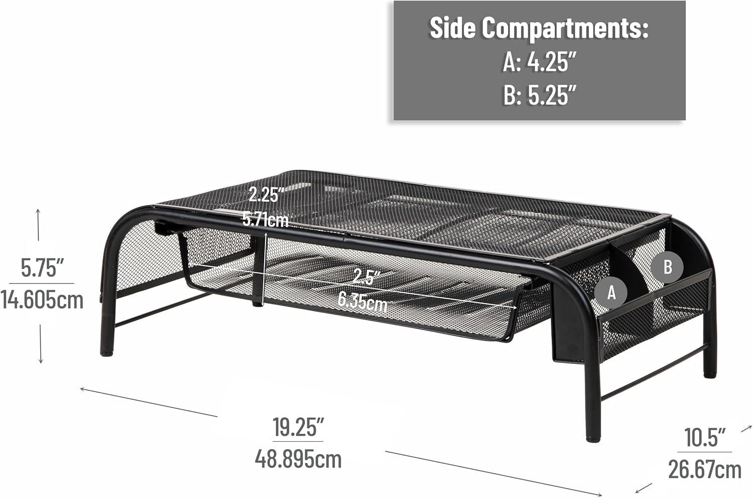 imageMind Reader Monitor Stand Ventilated Laptop Riser Paper Tray Office Metal Mesh 20L x 115W x 55H Set of 2 BlackBlack