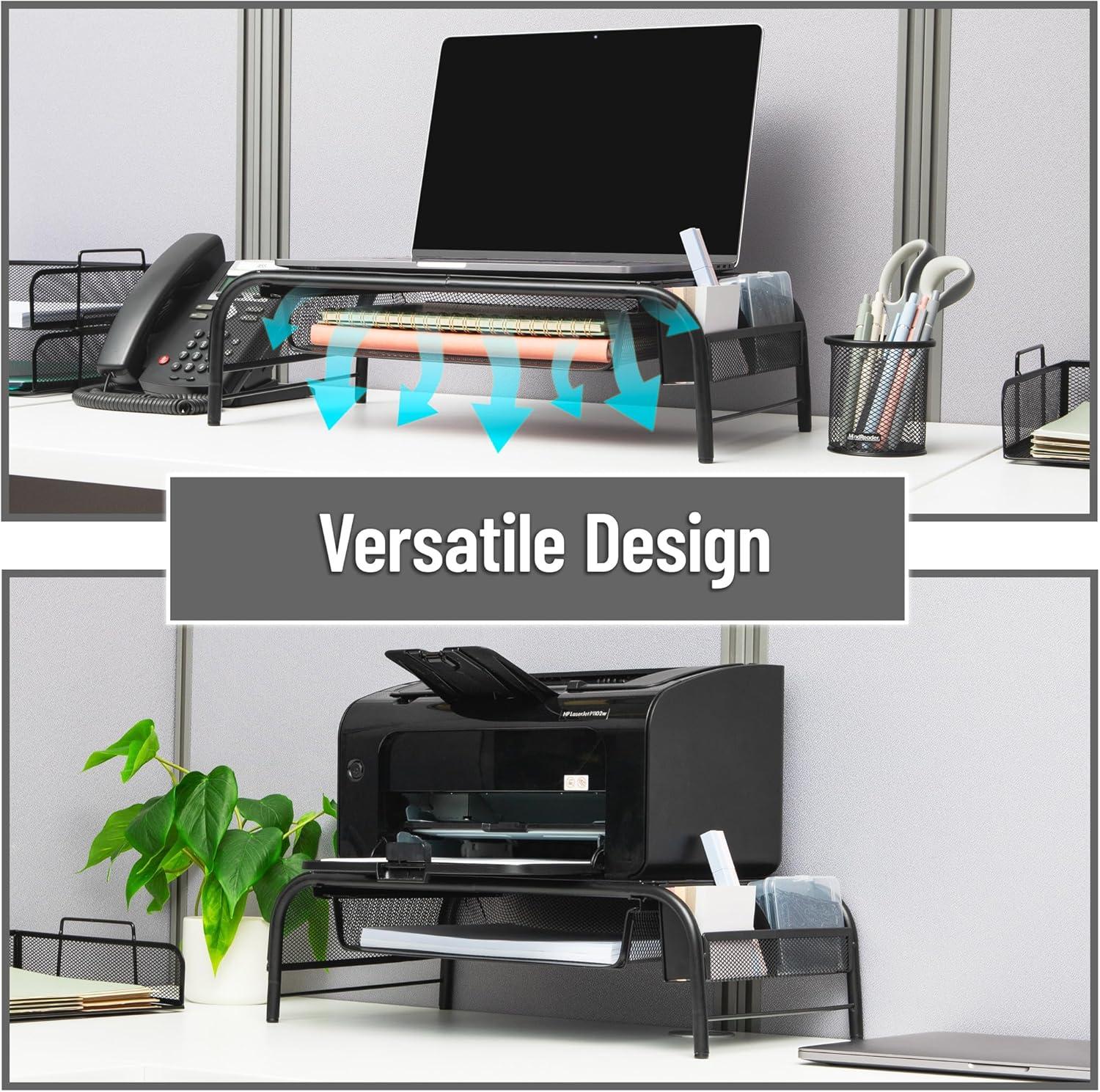 imageMind Reader Monitor Stand Ventilated Laptop Riser Paper Tray Office Metal Mesh 20L x 115W x 55H Set of 2 BlackBlack