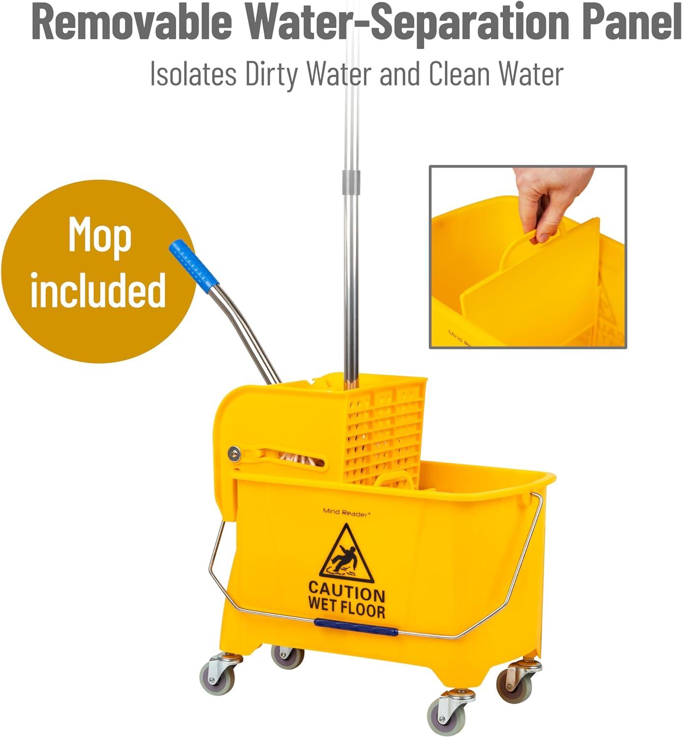 Moping Reader Mind Reader Mop and Bucket Set with Wringer, Mop Included, 5.5 Gallon ...