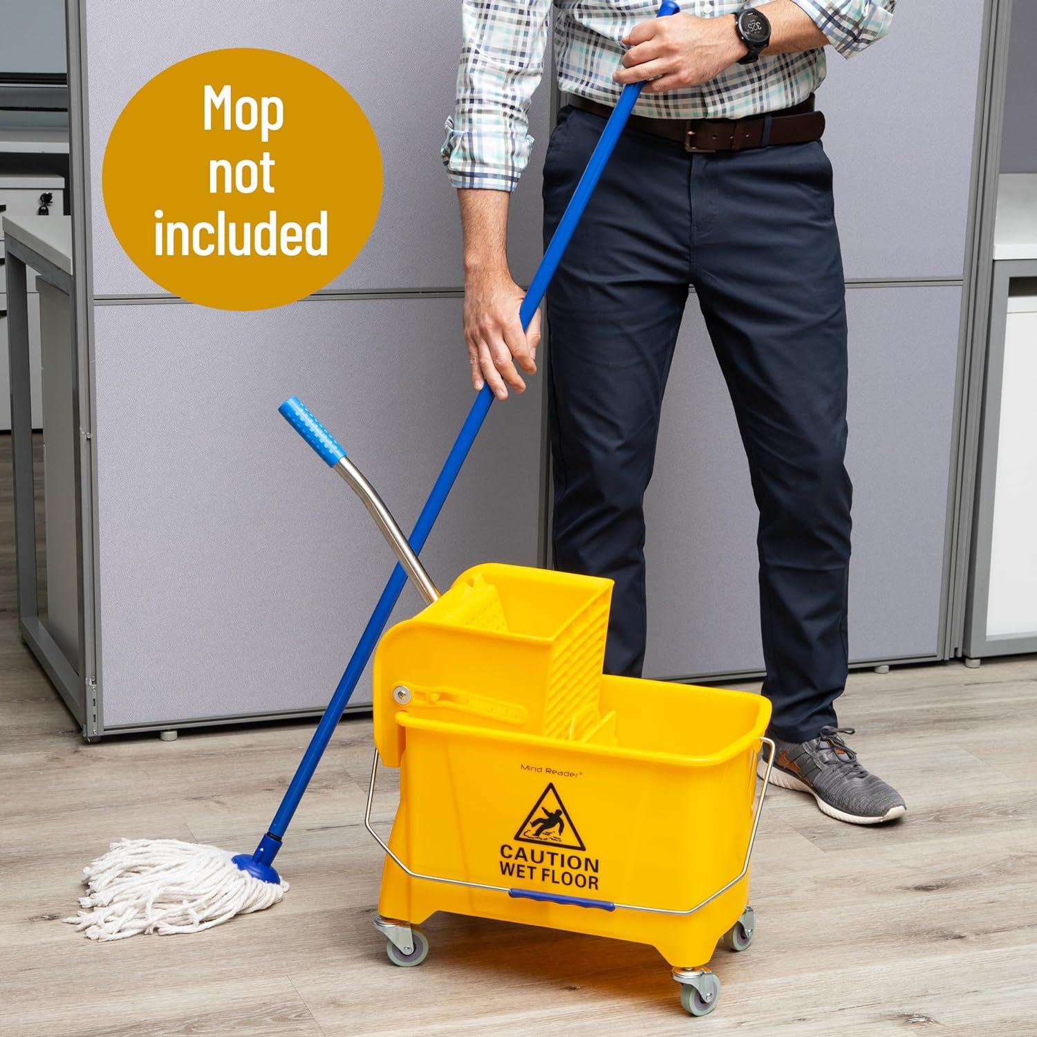 Moping Reader Mind Reader Mop and Bucket Set with Wringer, Mop Included, 5.5 Gallon ...