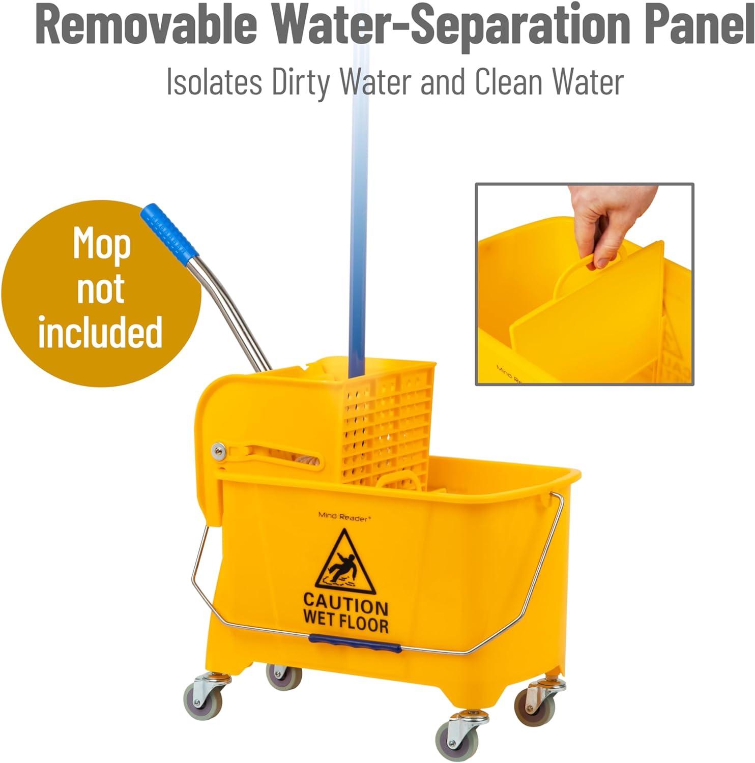 Moping Reader Mind Reader Mop and Bucket Set with Wringer, Mop Included, 5.5 Gallon ...