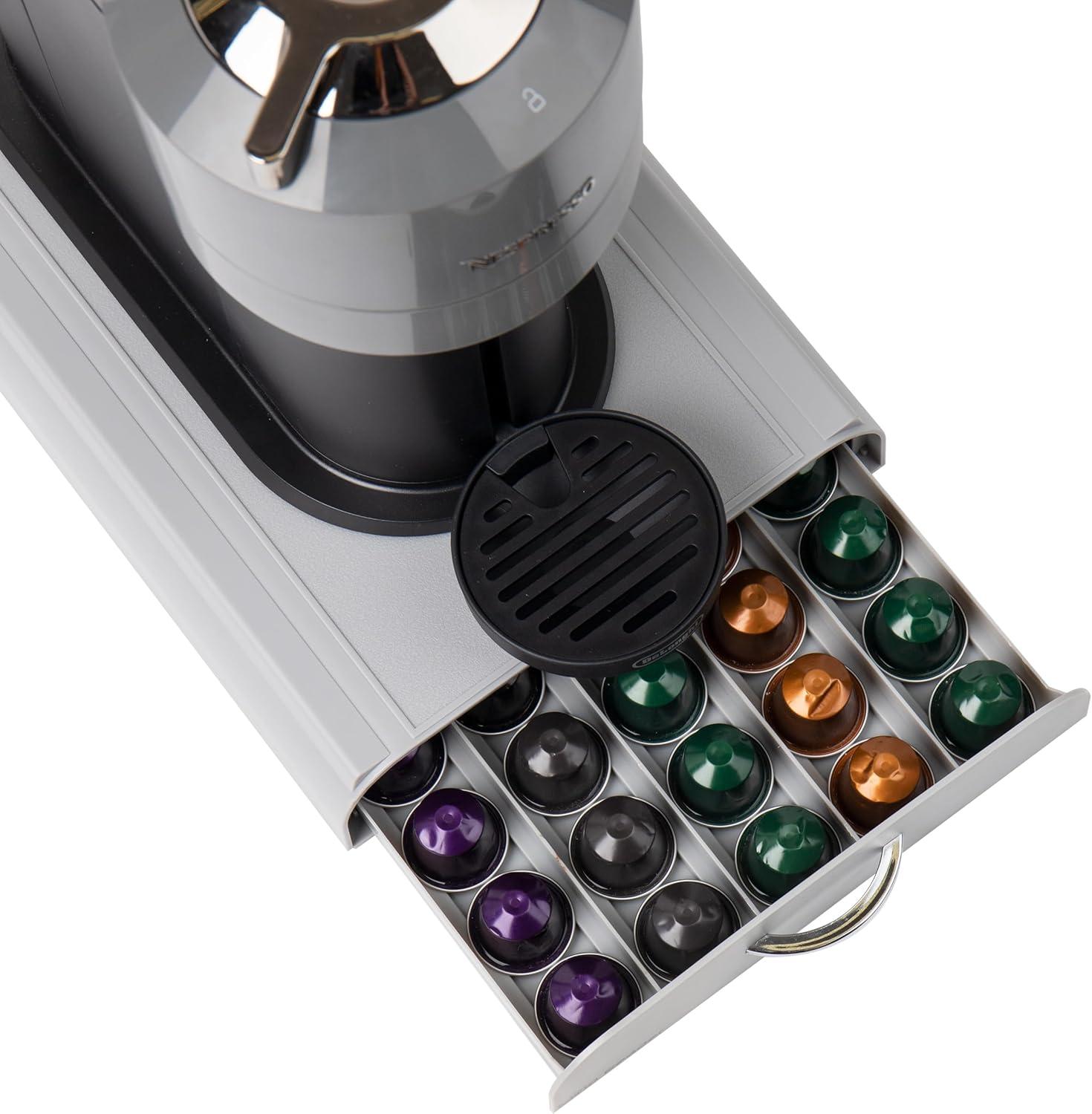 imageMind Reader Nespresso Compatible Capsule Drawer Countertop Organizer Coffee Pod Holder Storage 925L x 15W x 2H RedGray