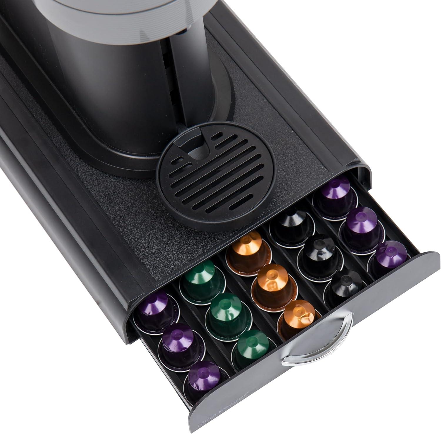 imageMind Reader Nespresso Compatible Capsule Drawer Holds 50 Small Capsules Coffee Pod Drawer Organizer Countertop Storage Base Black921 x 1594 x 236