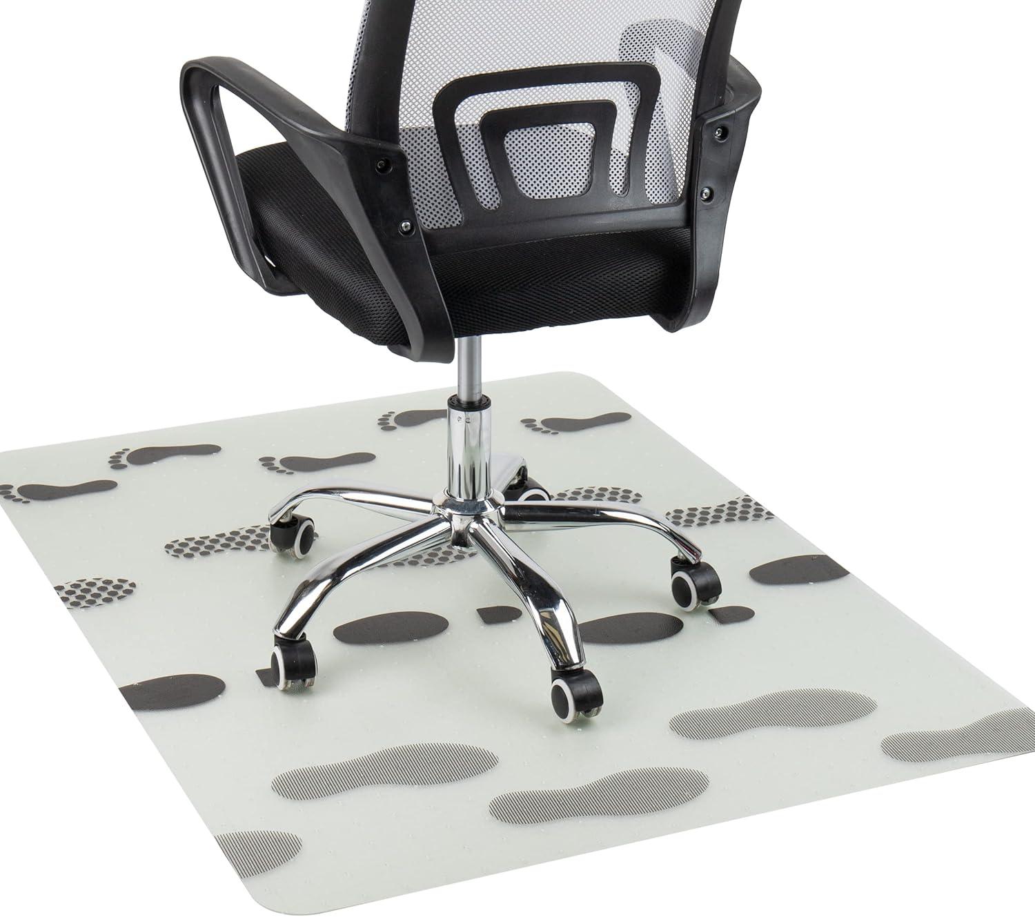 imageMind Reader Office Chair Mat for Carpet Under Desk Protector Carpet Grips Rolling Polycarbonate 355 L x 4725 W x 00625 H ClearClear With Black Going Places Footprint Art