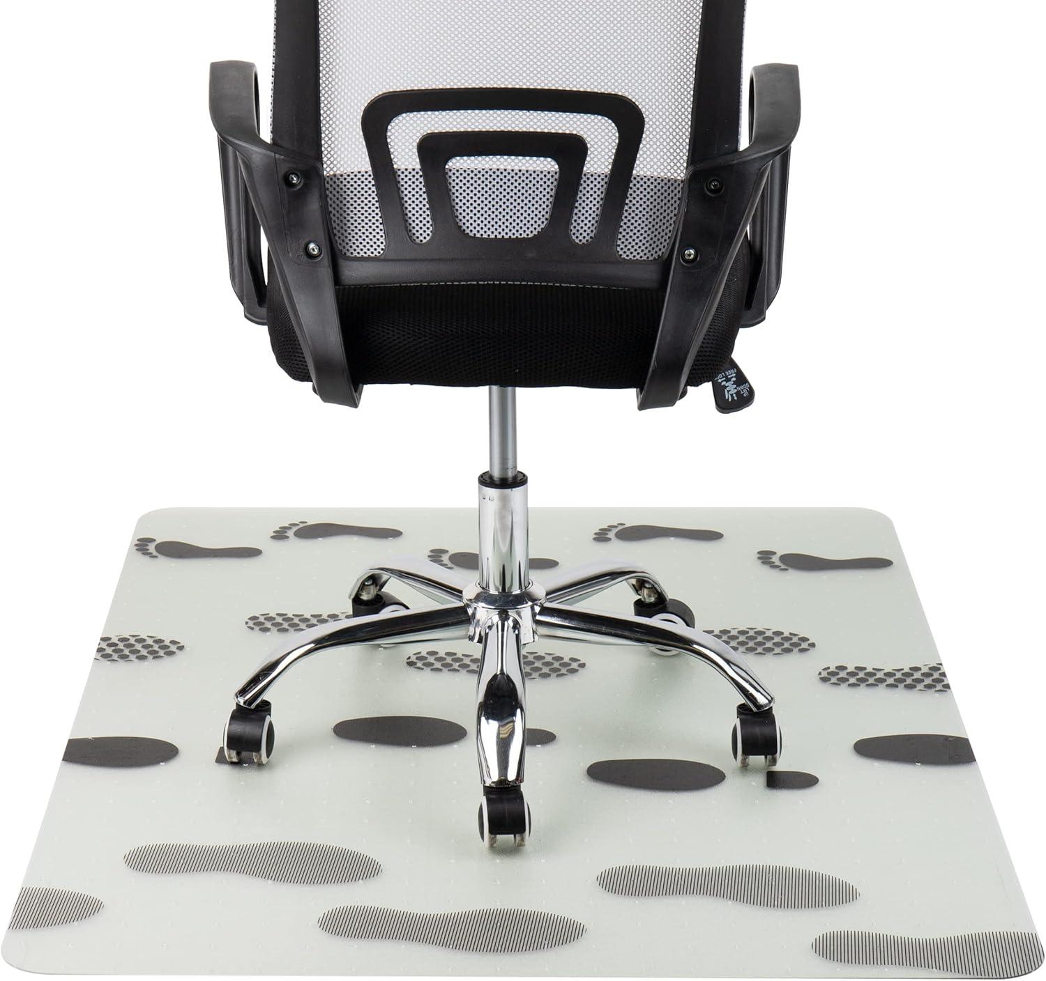 imageMind Reader Office Chair Mat for Carpet Under Desk Protector Carpet Grips Rolling Polycarbonate 355 L x 4725 W x 00625 H ClearClear With Black Going Places Footprint Art