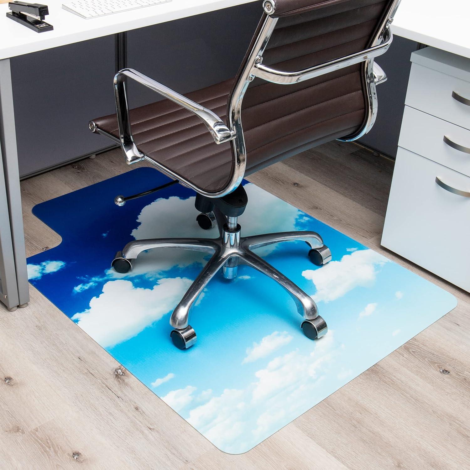 imageMind Reader Office Chair Mat for Carpet Under Desk Protector Carpet Grips Rolling Polycarbonate 355 L x 4725 W x 00625 H ClearHead in the Clouds Art