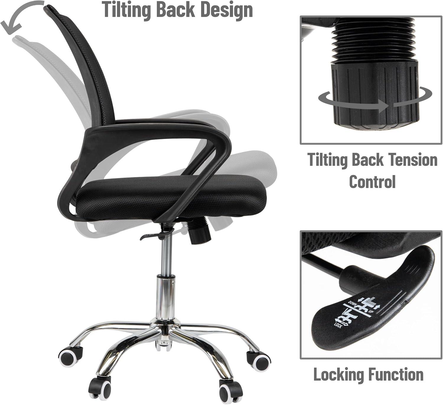imageMind Reader Office Chair with Wheels Height Adjustable Desk Chair Office 24 L x 20 W x 4450 H BlackBlack 225l X 225w X 3337h