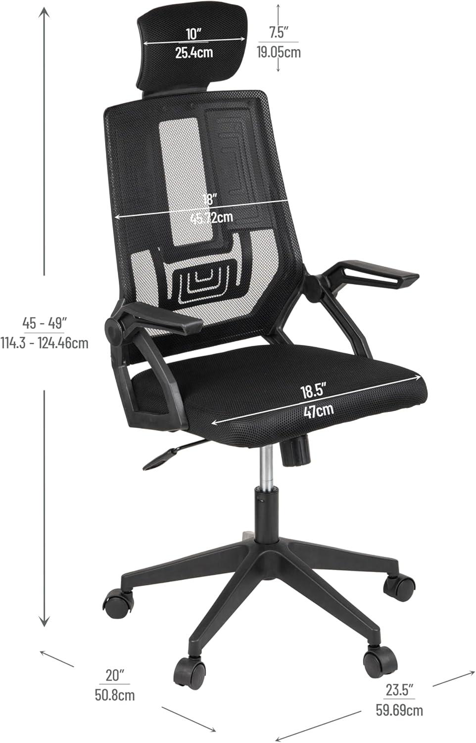imageMind Reader Office Chair with Wheels Height Adjustable Desk Chair Office 24 L x 20 W x 4450 H BlackBlack 235l X 20w X 4549h