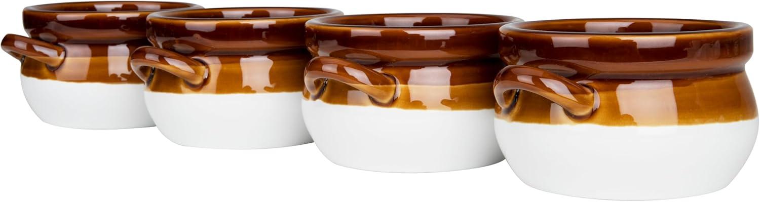 imageMind Reader Onion Soup Crocks Dishwasher Microwave Safe Serving Kitchen Ceramic 45 L x 365 W x 385 H Set of 4 Brown