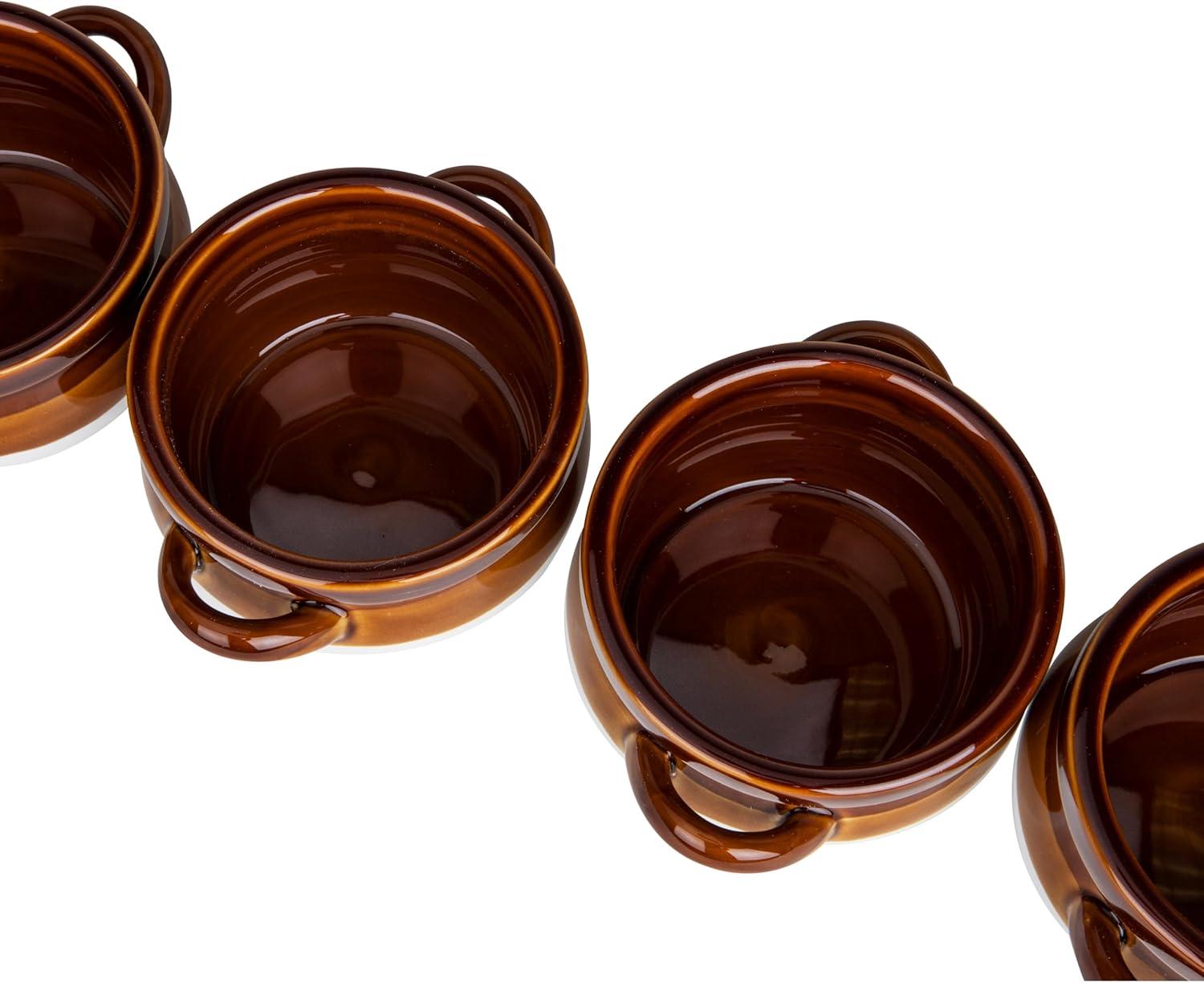 imageMind Reader Onion Soup Crocks Dishwasher Microwave Safe Serving Kitchen Ceramic 45 L x 365 W x 385 H Set of 4 Brown