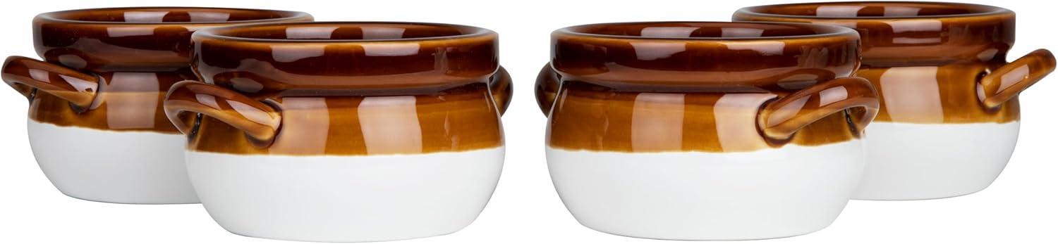 imageMind Reader Onion Soup Crocks Dishwasher Microwave Safe Serving Kitchen Ceramic 45 L x 365 W x 385 H Set of 4 Brown