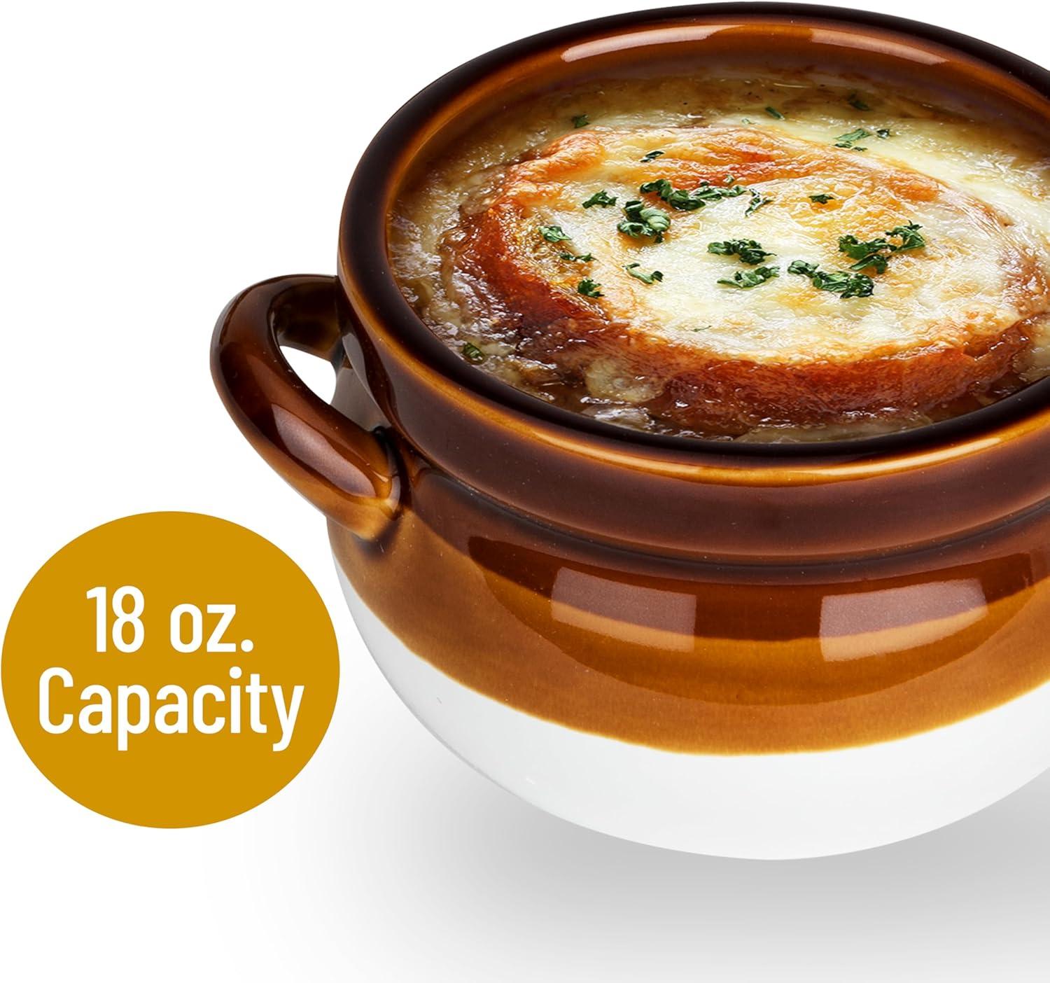 imageMind Reader Onion Soup Crocks Dishwasher Microwave Safe Serving Kitchen Ceramic 45 L x 365 W x 385 H Set of 4 Brown
