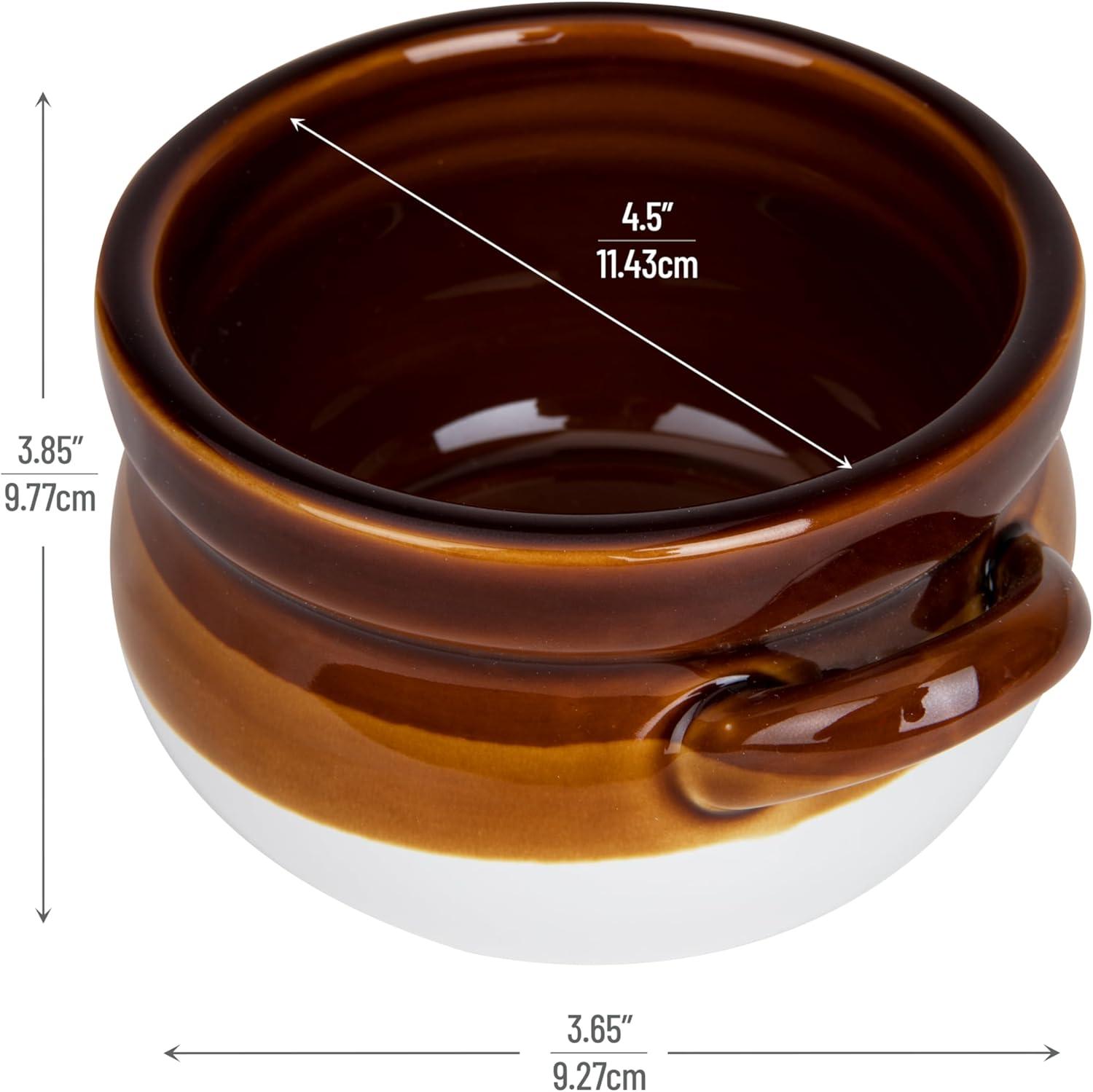 imageMind Reader Onion Soup Crocks Dishwasher Microwave Safe Serving Kitchen Ceramic 45 L x 365 W x 385 H Set of 4 Brown
