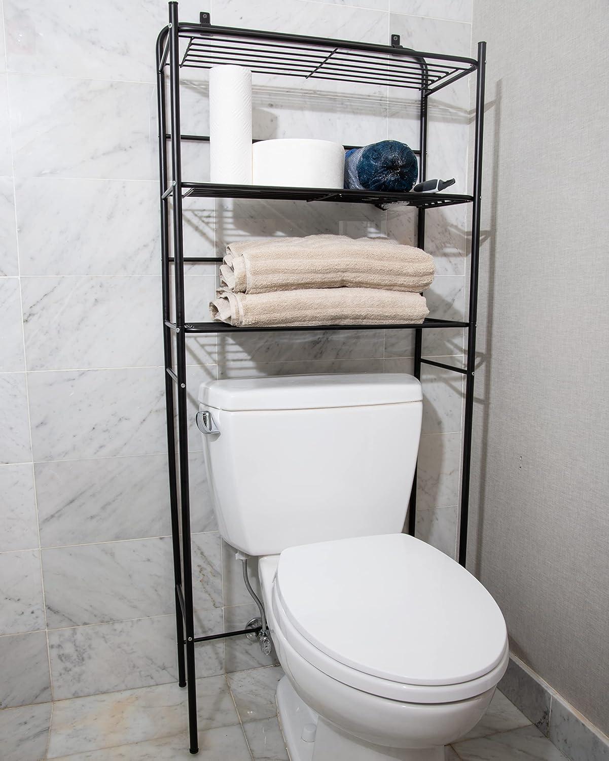 imageMind Reader Over The Toilet Storage Rack Bathroom Organizer Bathroom Shelves Metal 235 L x 1025 W x 705 H BlackBlack