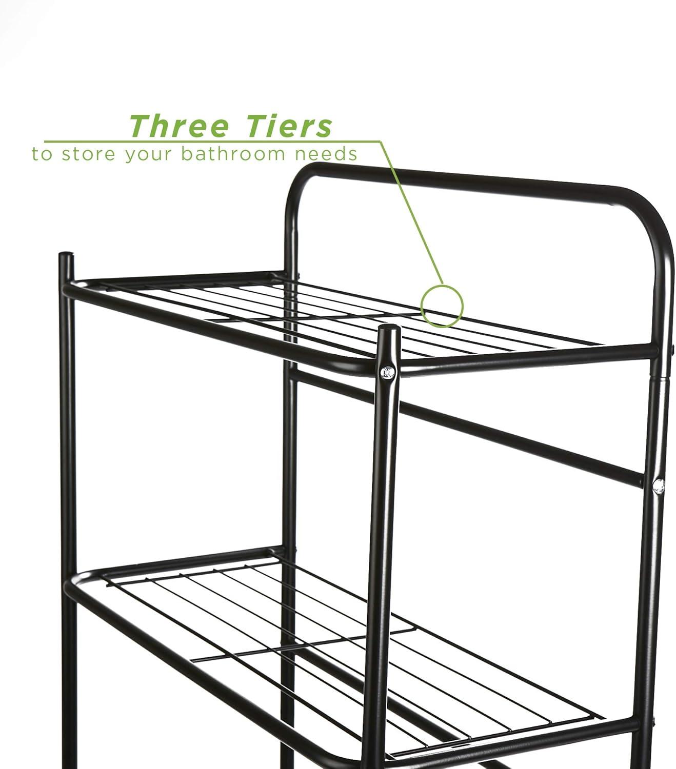 imageMind Reader Over The Toilet Storage Rack Bathroom Organizer Bathroom Shelves Metal 235 L x 1025 W x 705 H BlackBlack