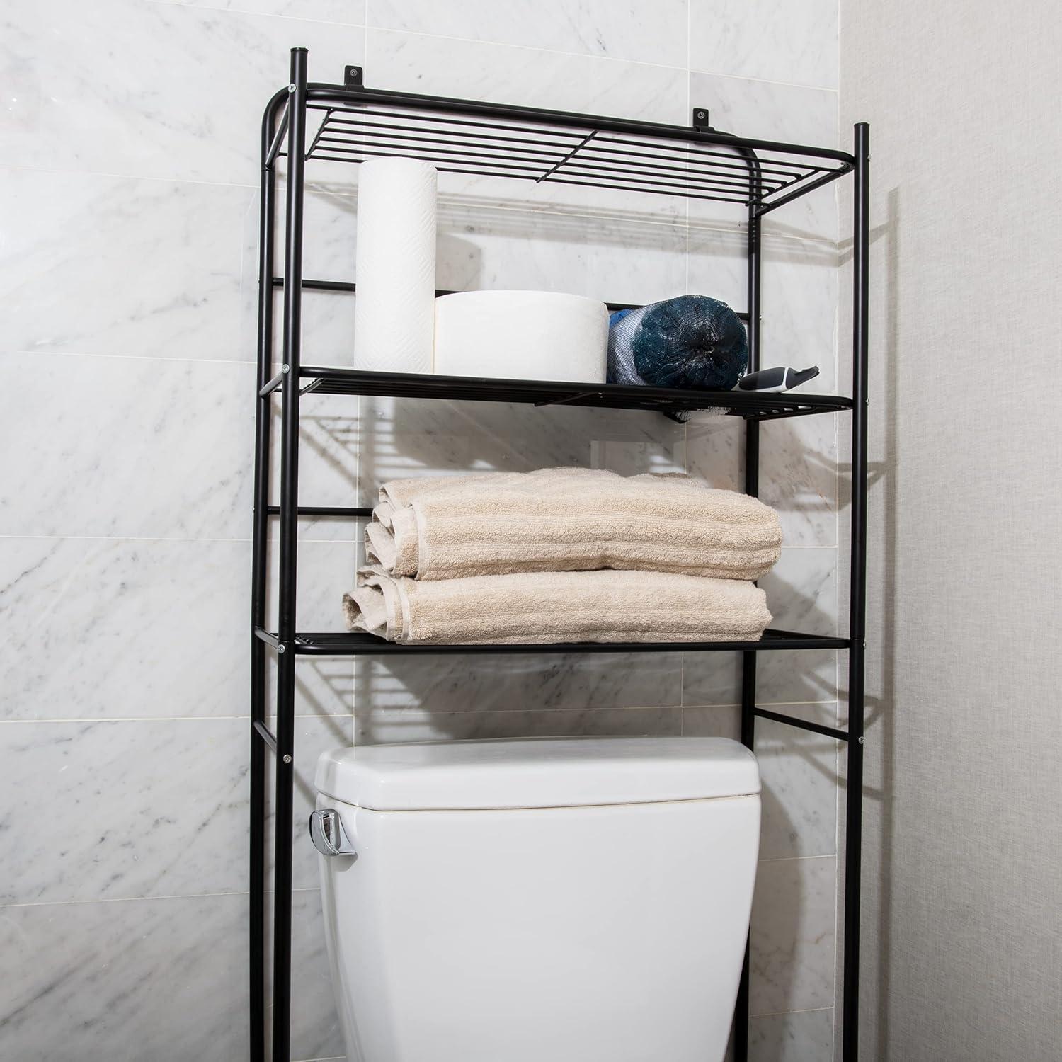 imageMind Reader Over The Toilet Storage Rack Bathroom Organizer Bathroom Shelves Metal 235 L x 1025 W x 705 H BlackBlack