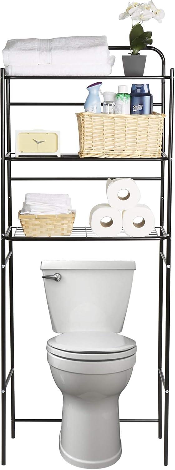 imageMind Reader Over The Toilet Storage Rack Bathroom Organizer Bathroom Shelves Metal 235 L x 1025 W x 705 H BlackBlack