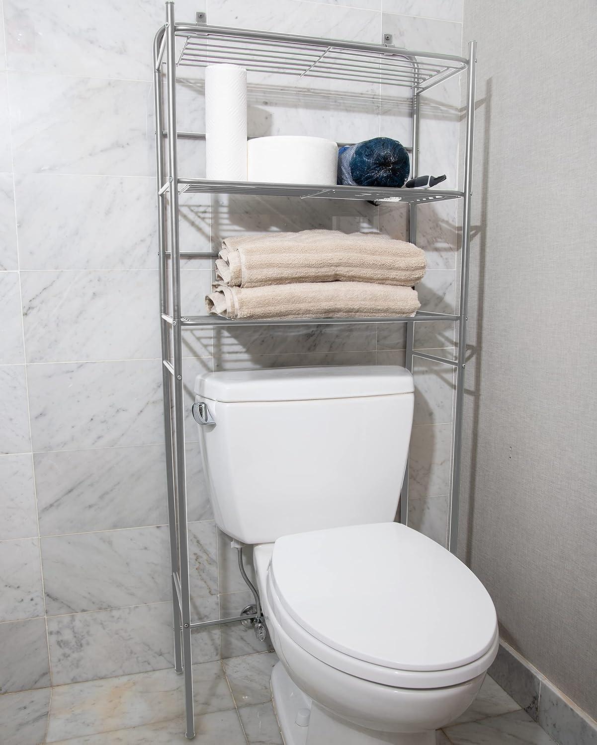 imageMind Reader Over The Toilet Storage Rack Bathroom Organizer Bathroom Shelves Metal 235 L x 1025 W x 705 H BlackSilver