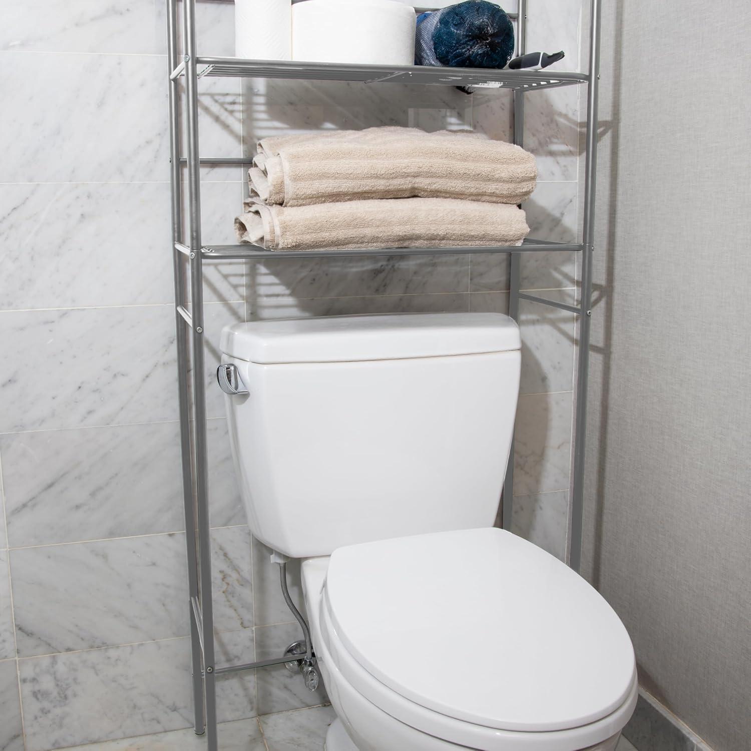 imageMind Reader Over The Toilet Storage Rack Bathroom Organizer Bathroom Shelves Metal 235 L x 1025 W x 705 H BlackSilver