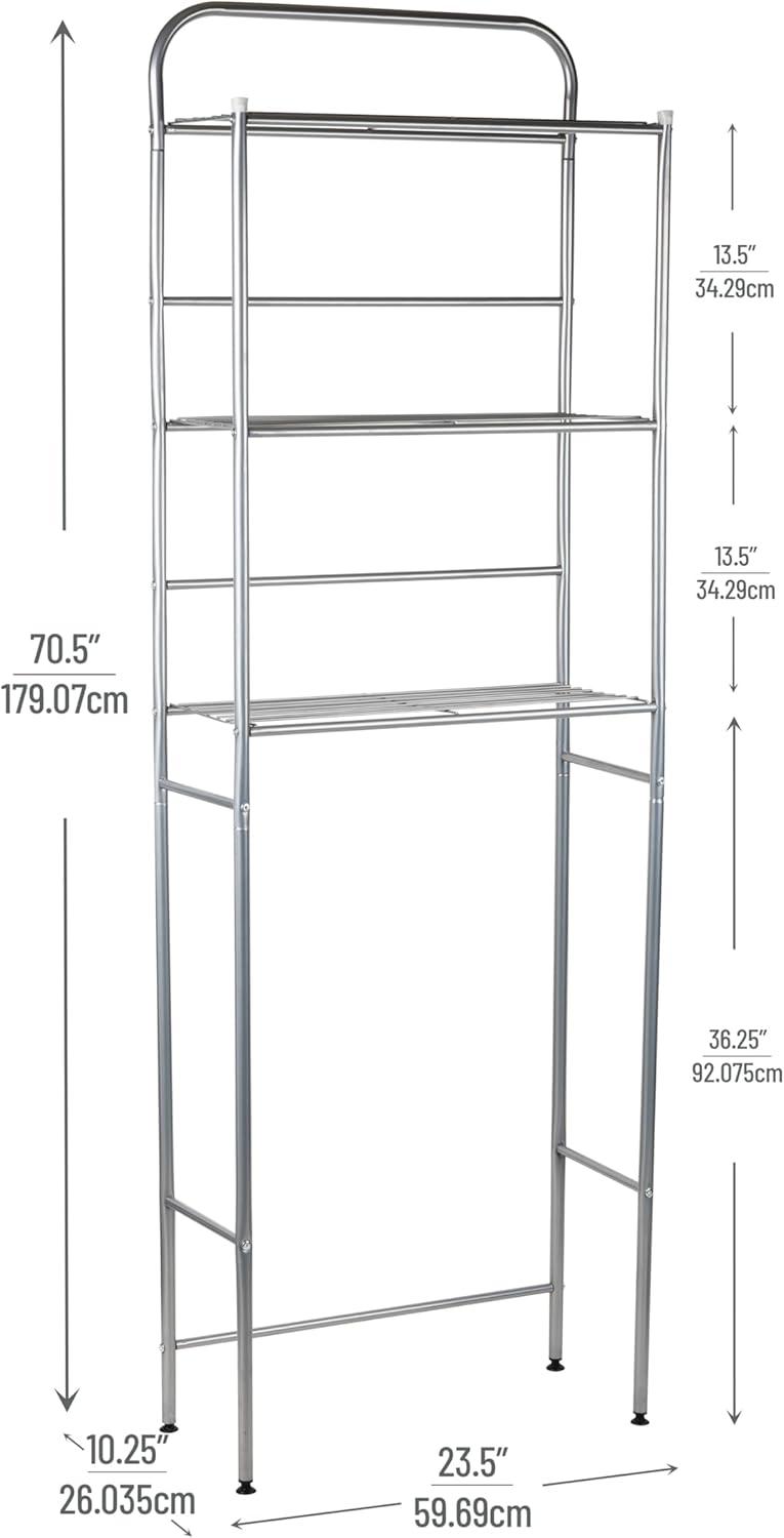 imageMind Reader Over The Toilet Storage Rack Bathroom Organizer Bathroom Shelves Metal 235 L x 1025 W x 705 H BlackSilver