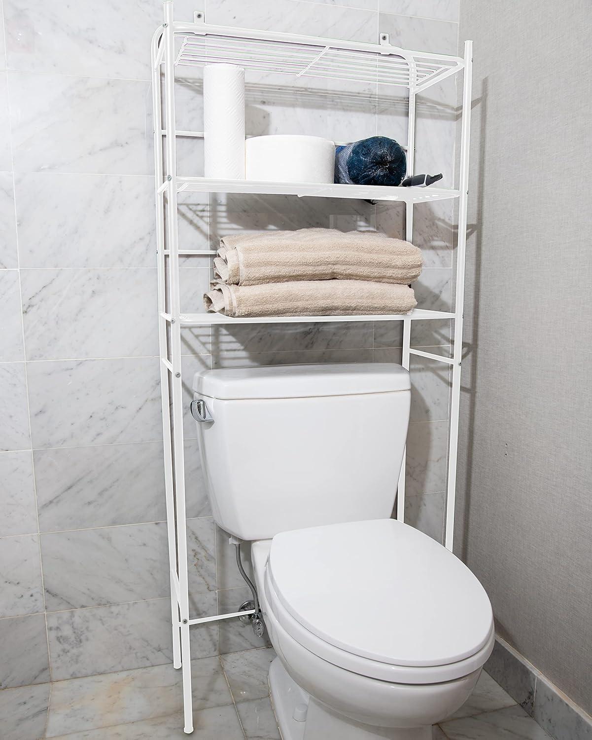 imageMind Reader Over The Toilet Storage Rack Bathroom Organizer Bathroom Shelves Metal 235 L x 1025 W x 705 H BlackWhite