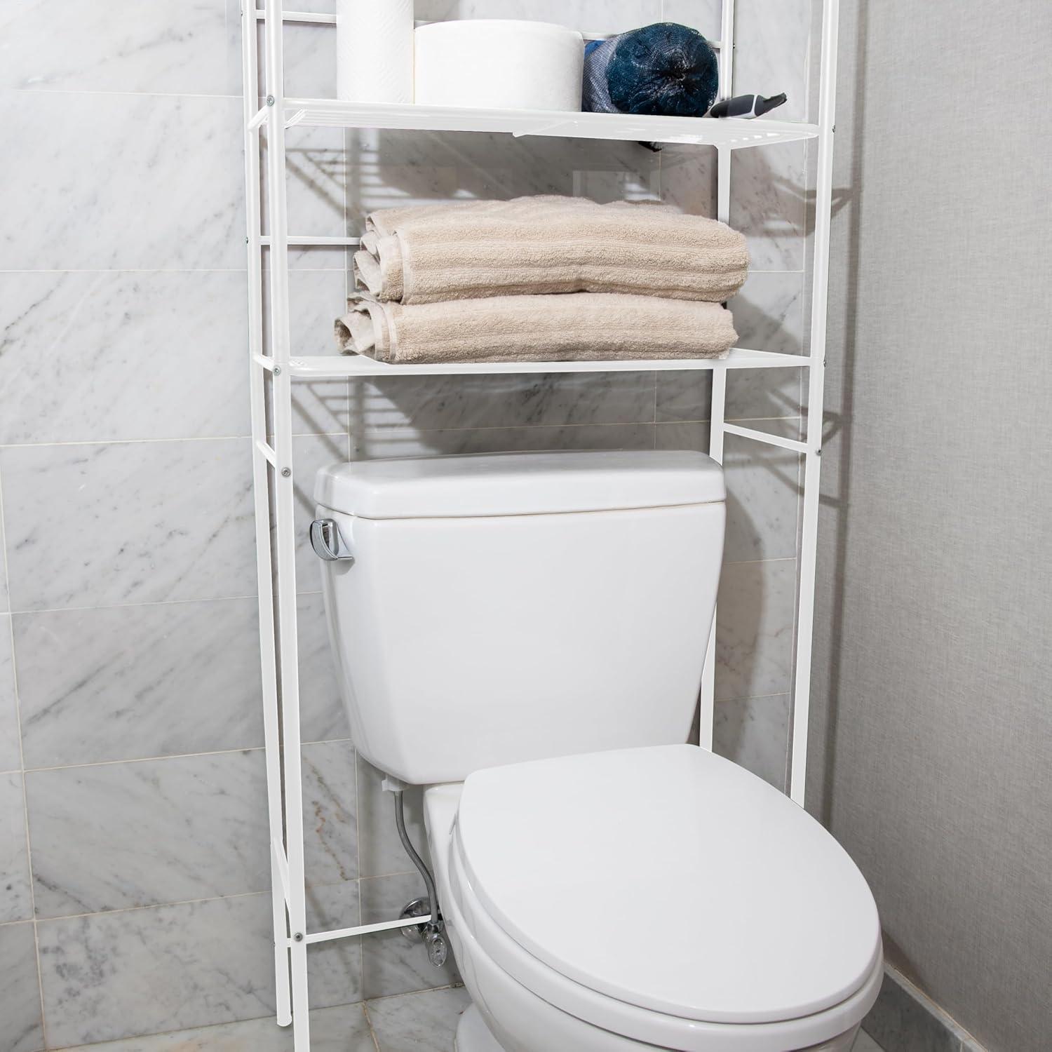 imageMind Reader Over The Toilet Storage Rack Bathroom Organizer Bathroom Shelves Metal 235 L x 1025 W x 705 H BlackWhite