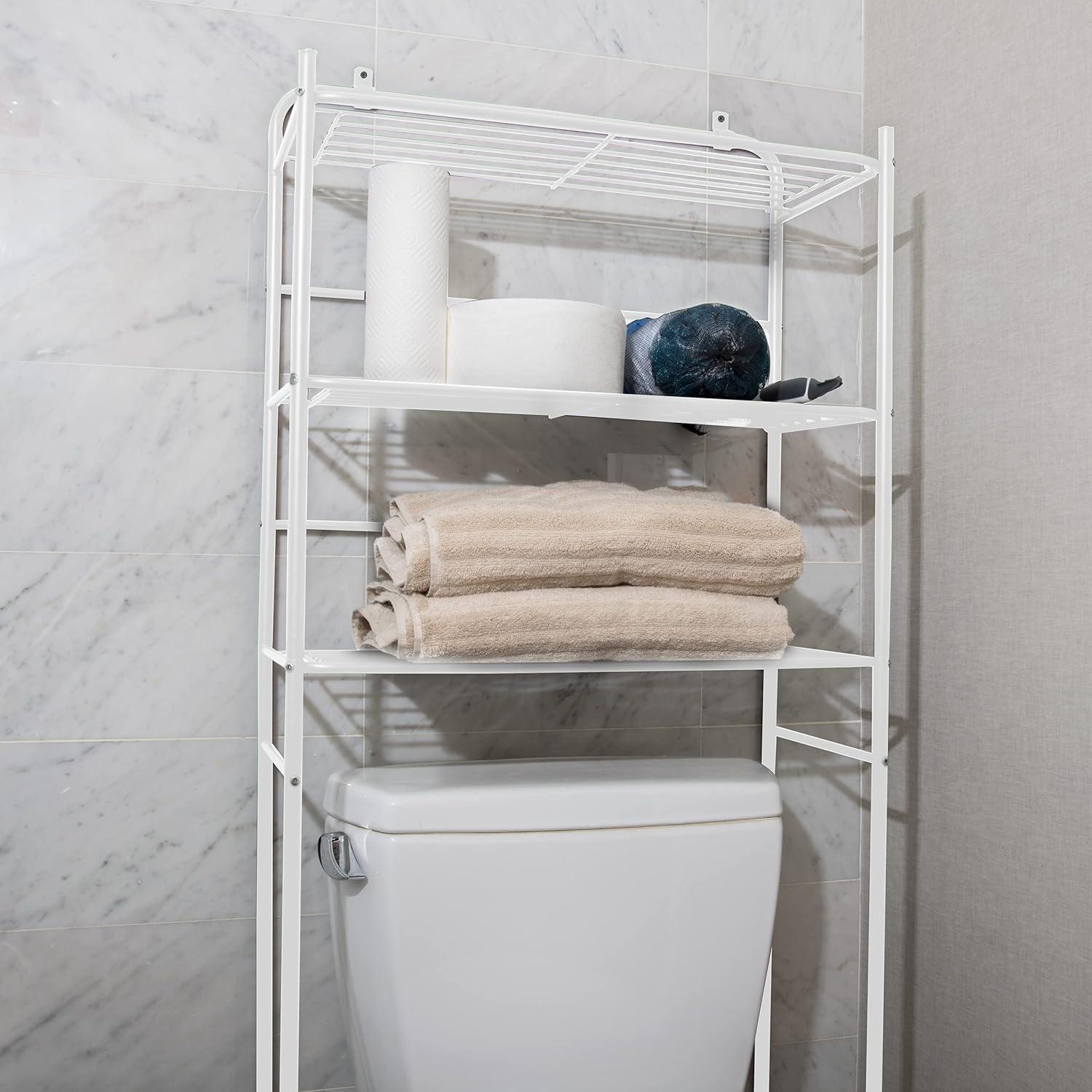 imageMind Reader Over The Toilet Storage Rack Bathroom Organizer Bathroom Shelves Metal 235 L x 1025 W x 705 H BlackWhite