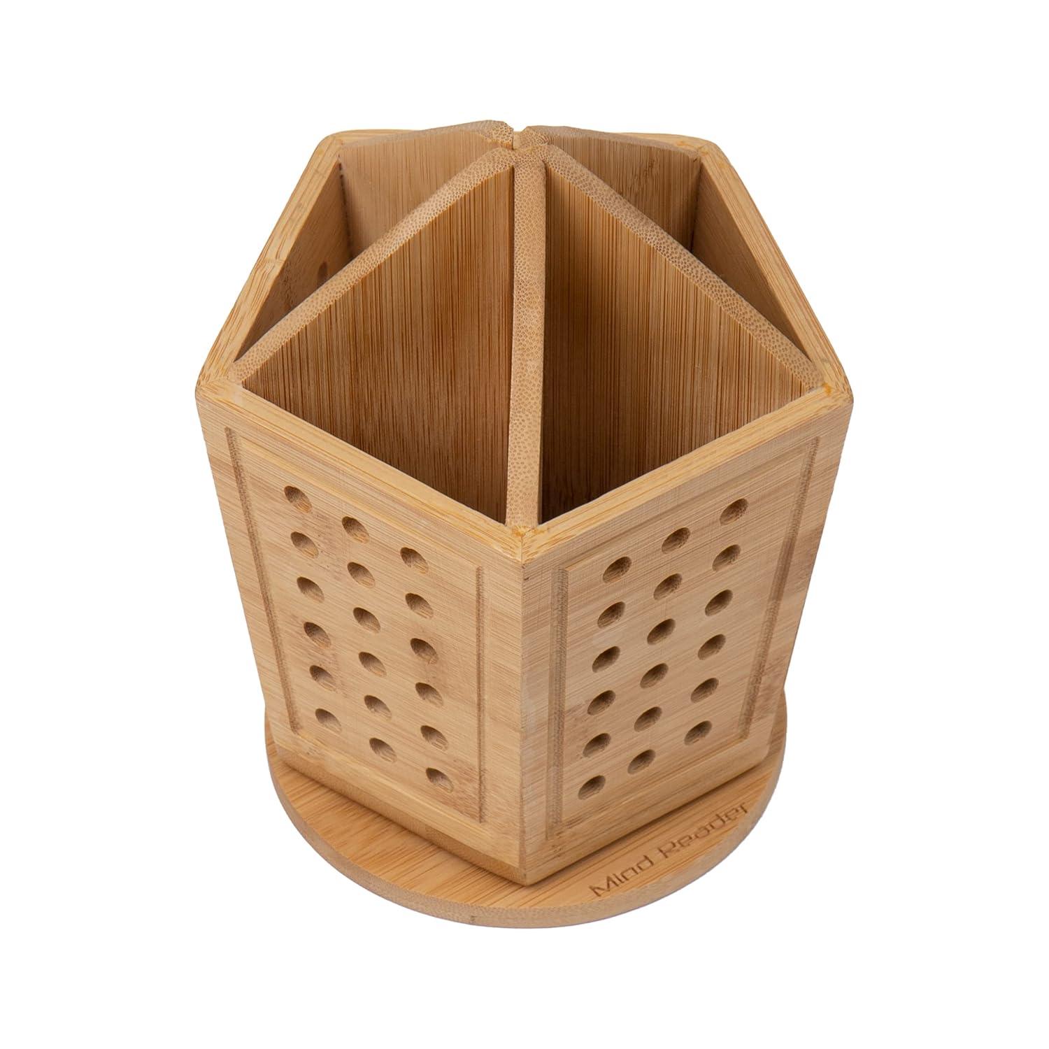 imageMind Reader Pen amp Accessory Carousel Desktop Organizer Storage Office Rayon from Bamboo 6 L x 6 W x 775 H Brown