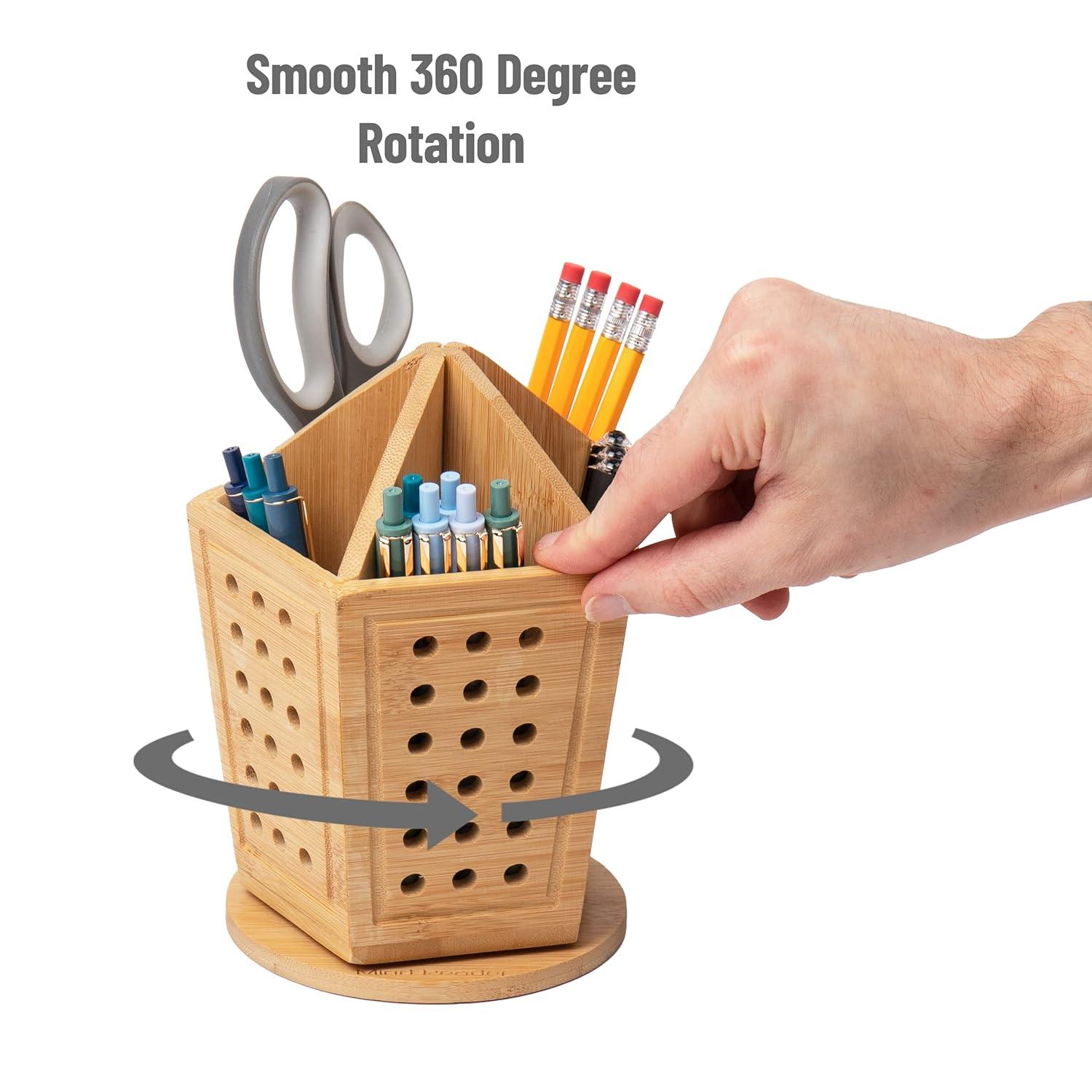 imageMind Reader Pen amp Accessory Carousel Desktop Organizer Storage Office Rayon from Bamboo 6 L x 6 W x 775 H Brown