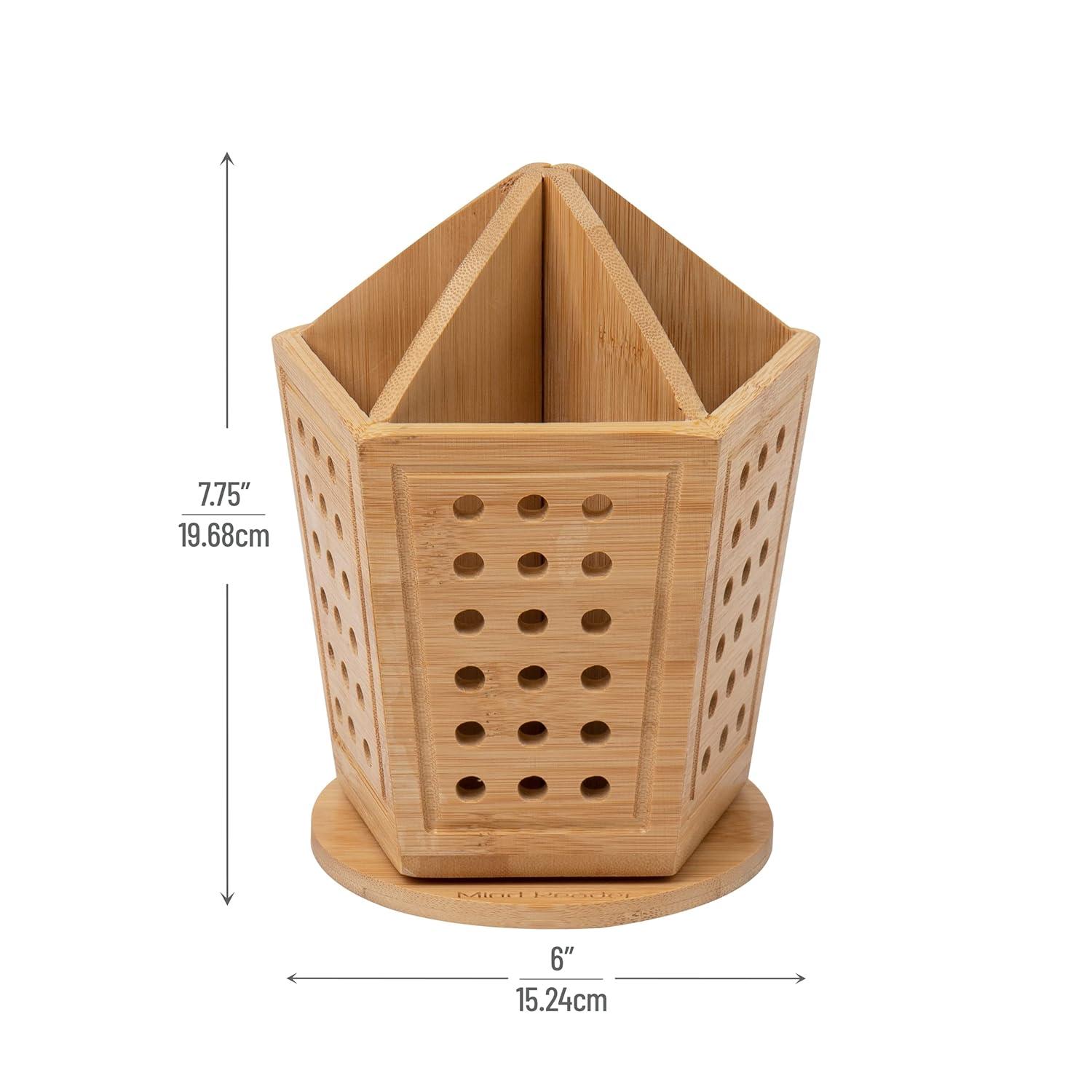 imageMind Reader Pen amp Accessory Carousel Desktop Organizer Storage Office Rayon from Bamboo 6 L x 6 W x 775 H Brown