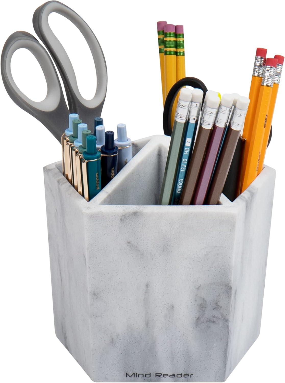 imageMind Reader Pen amp Accessory Holder Desktop Organizer Storage Modern Office Resin 575 L x 575 W x 575 H White