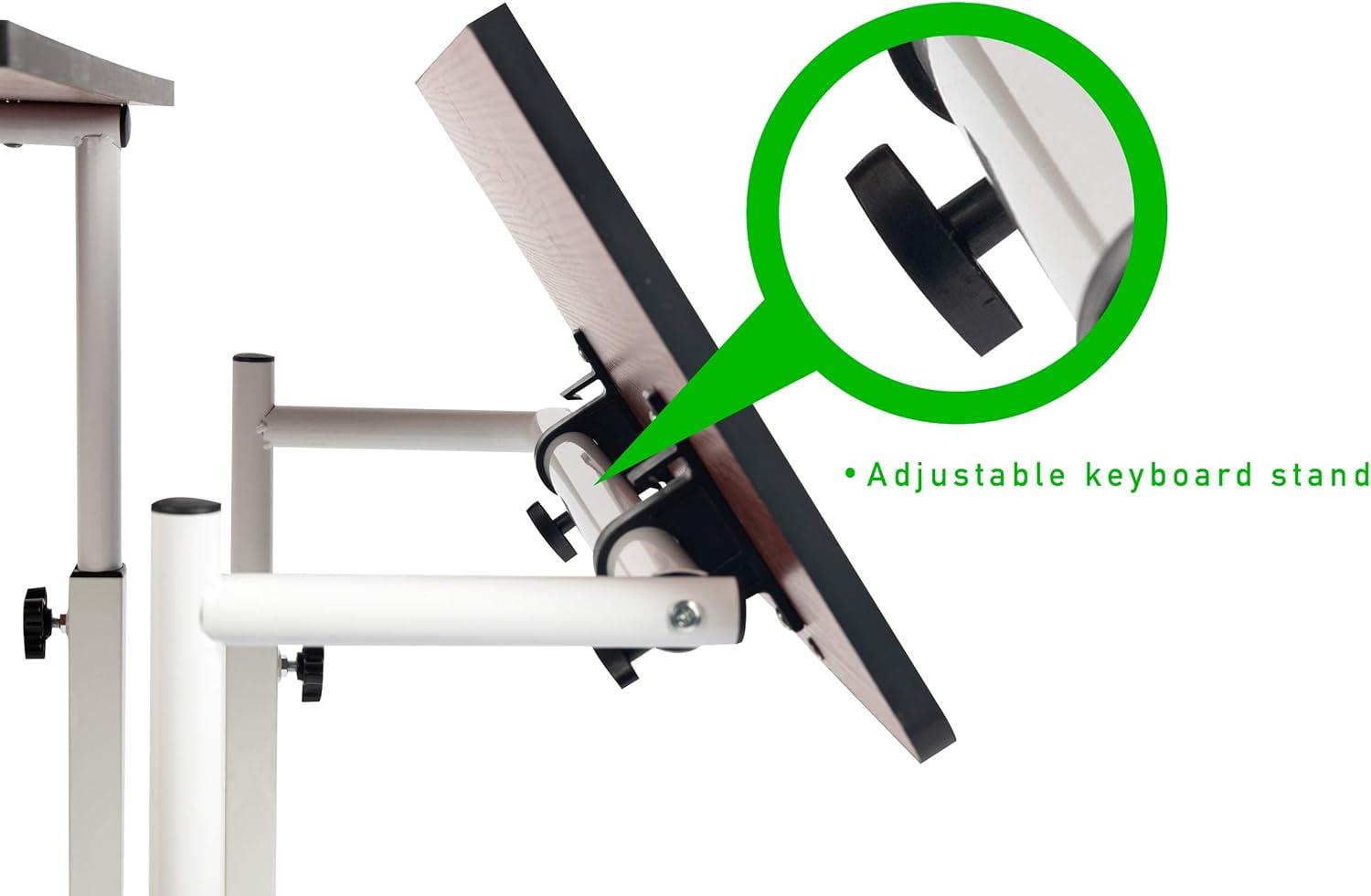 imageMind Reader SDROLLBKWH Mobile Sitting Standing Desk Rolling Reversible Home Office Laptop Workstation with Side Storage Locking Wheels Large BlackWhiteLarge BlackWhite