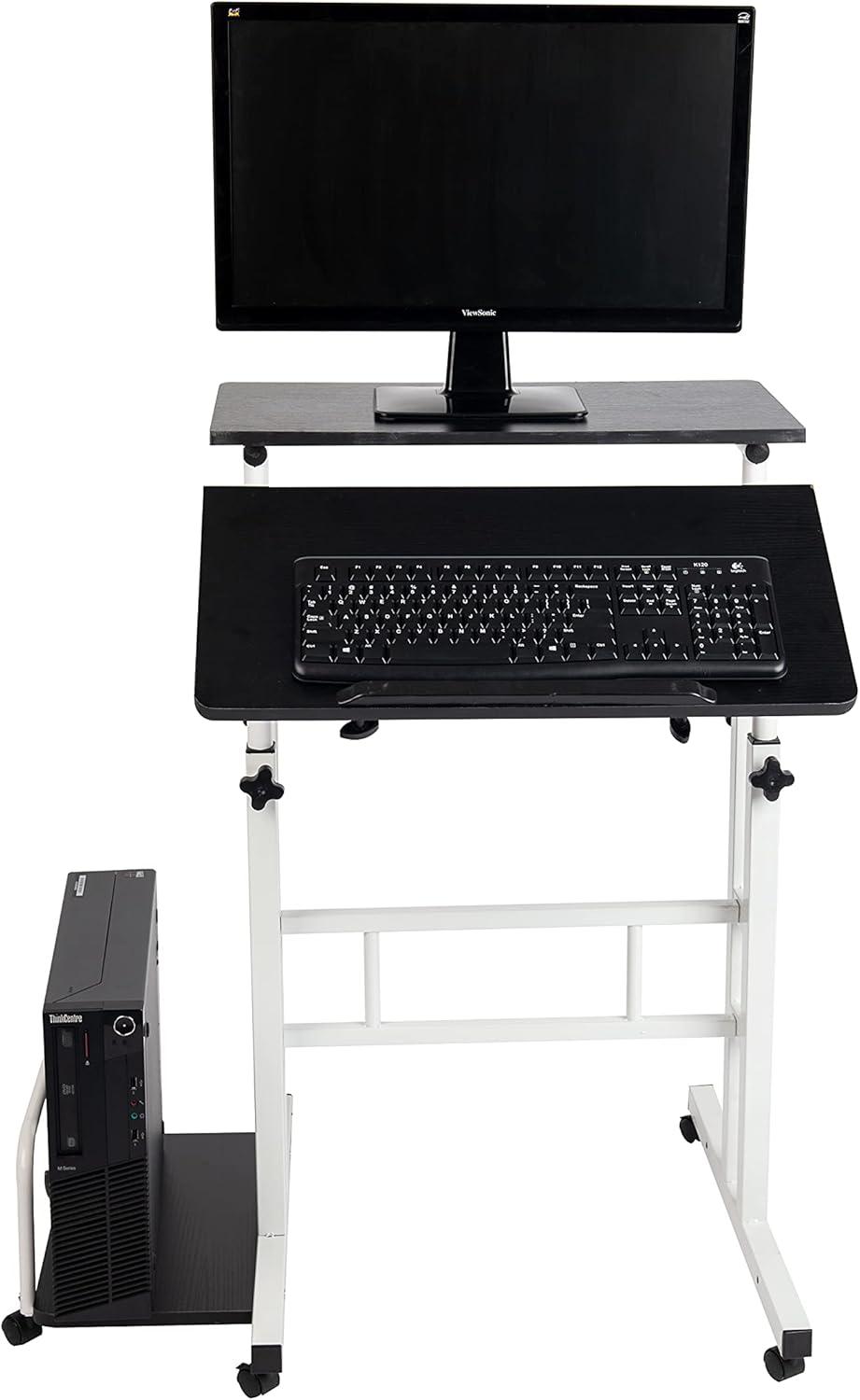 Mind Reader SDROLL-BKWH Mobile Sitting, Standing Desk Rolling ...