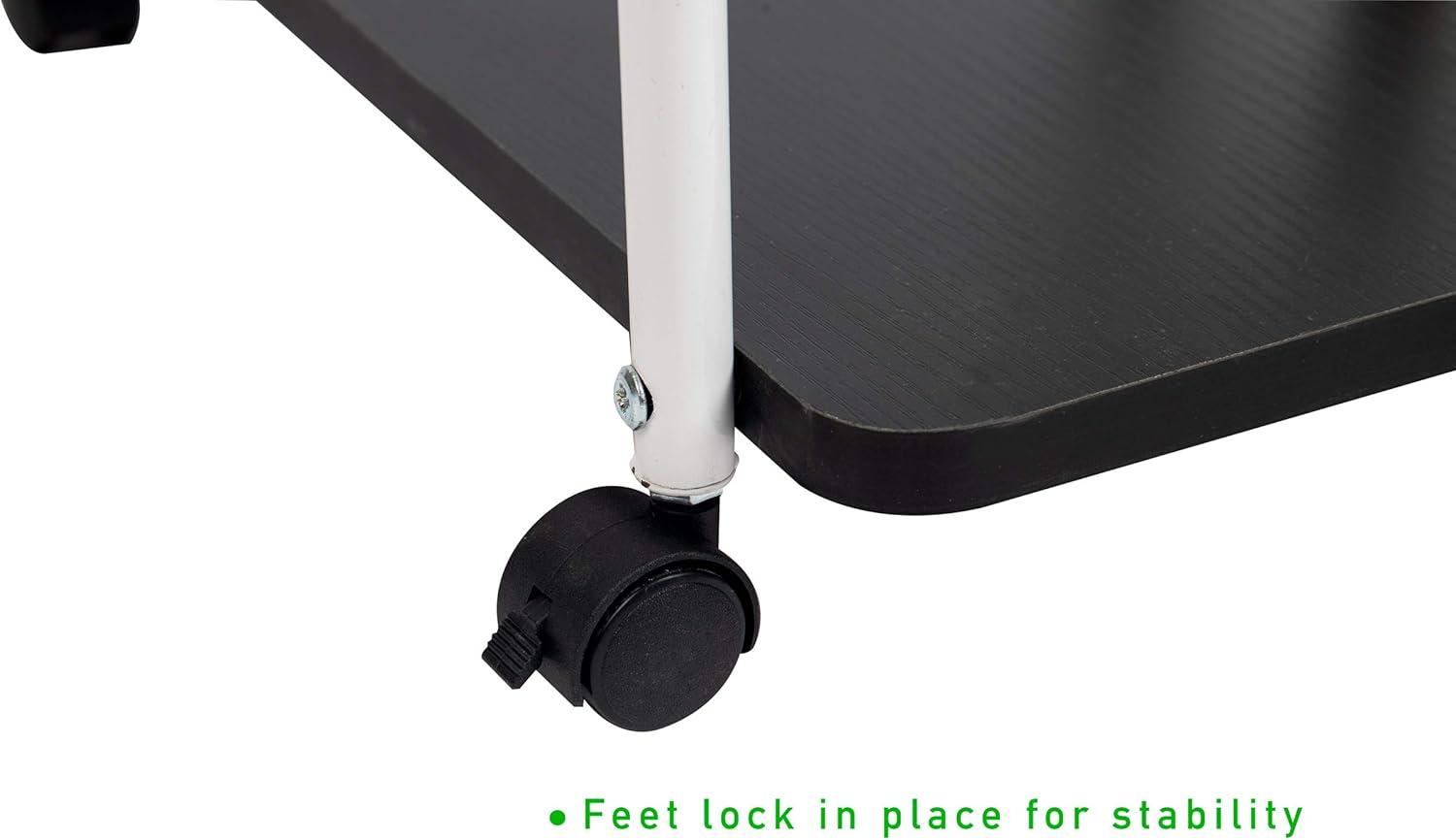 imageMind Reader SDROLLBKWH Mobile Sitting Standing Desk Rolling Reversible Home Office Laptop Workstation with Side Storage Locking Wheels Large BlackWhiteLarge BlackWhite