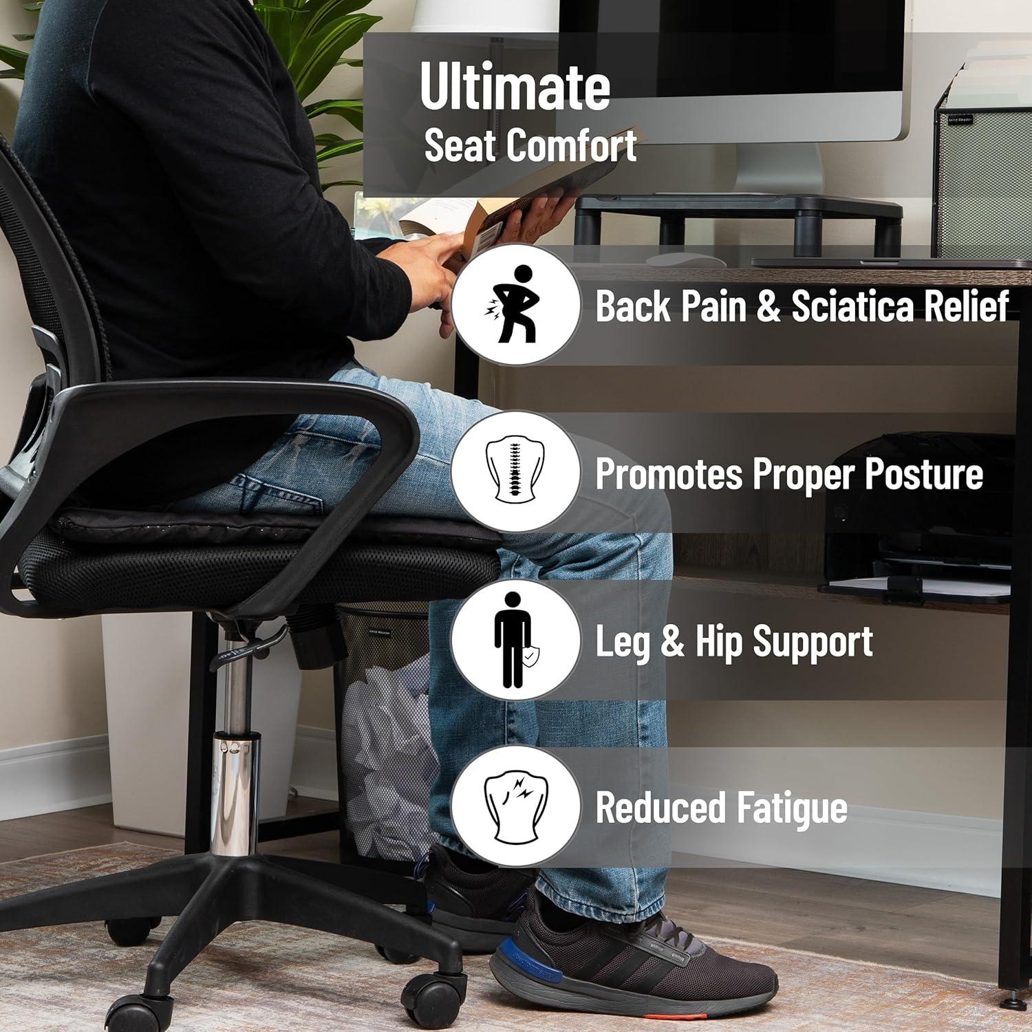 imageMind Reader Seat Cushion with Gel Core Ergonomic Pressure Relief for Tailbone Hip Coccyx amp Sciatica Pain Office Car Wheelchair Black