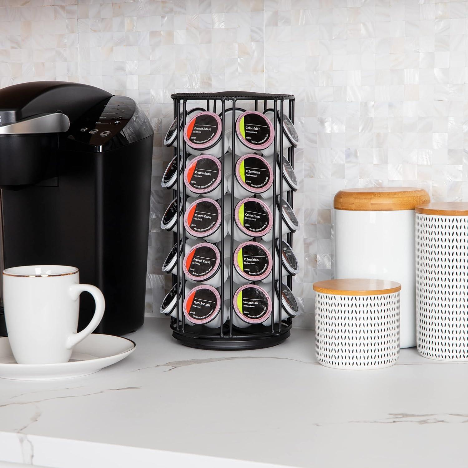 imageMind Reader Single Serve Coffee Pod Carousel 35 Pod Capacity Lazy Susan Metal Mesh 615L x 615W x 125H BlackBlack