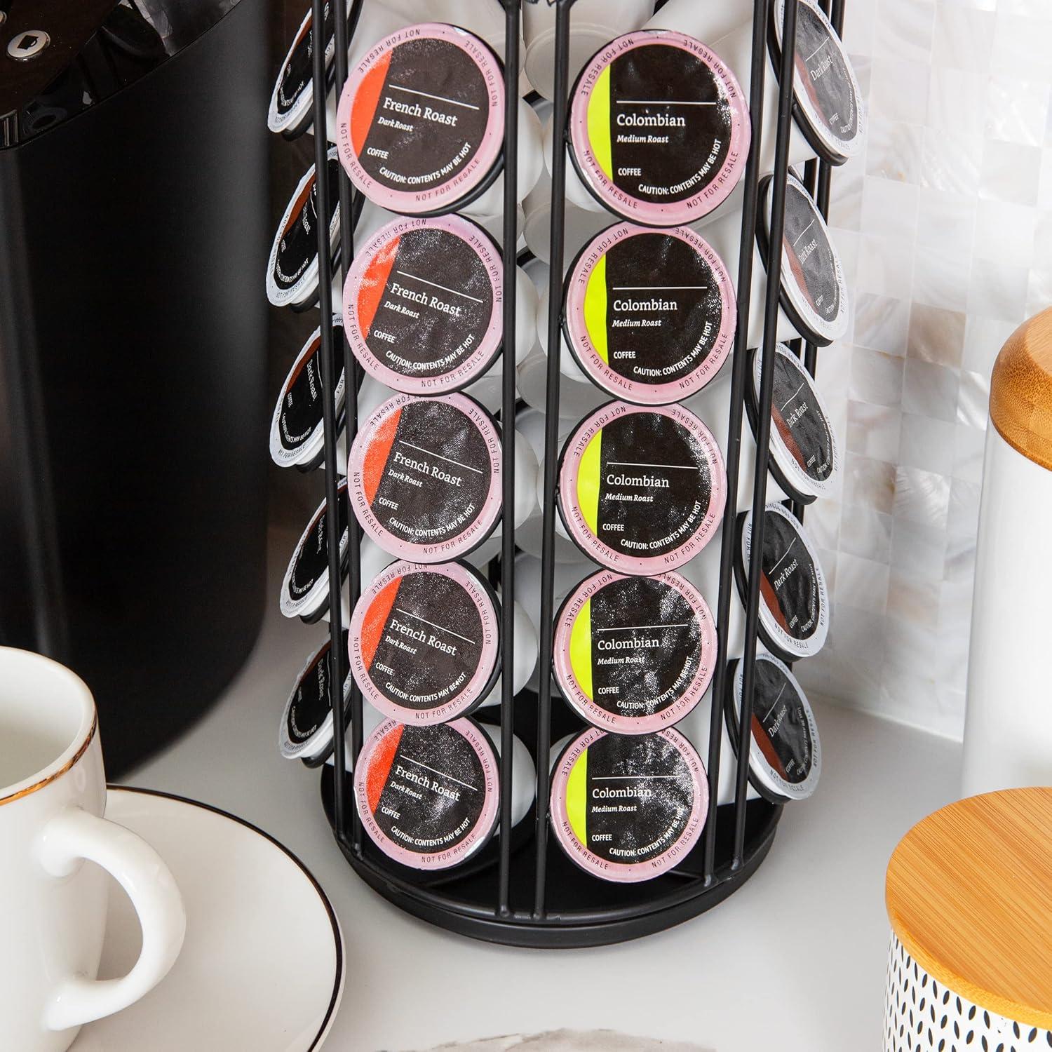 imageMind Reader Single Serve Coffee Pod Carousel 35 Pod Capacity Lazy Susan Metal Mesh 615L x 615W x 125H BlackBlack