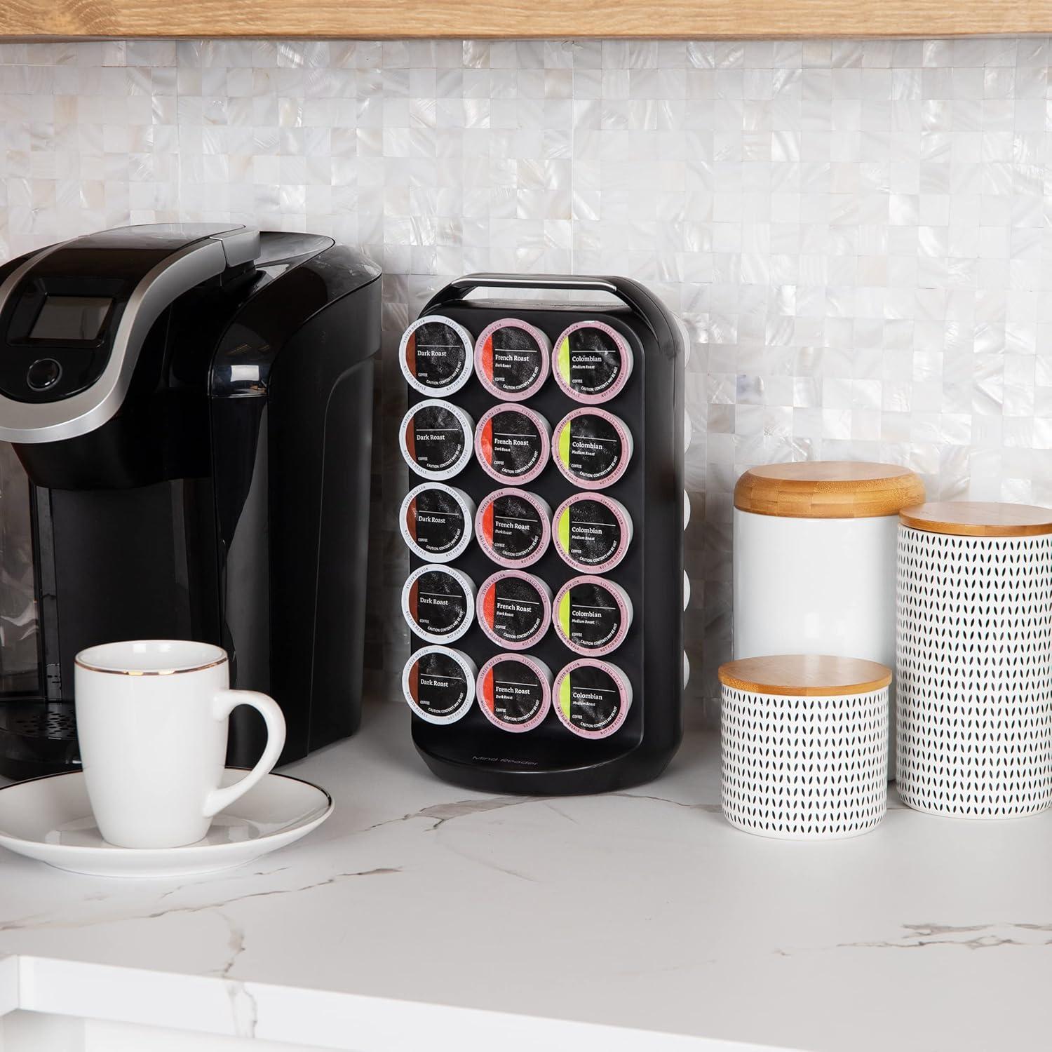 imageMind Reader Single Serve Coffee Pod Carousel 35 Pod Capacity Lazy Susan Metal Mesh 615L x 615W x 125H BlackBlack