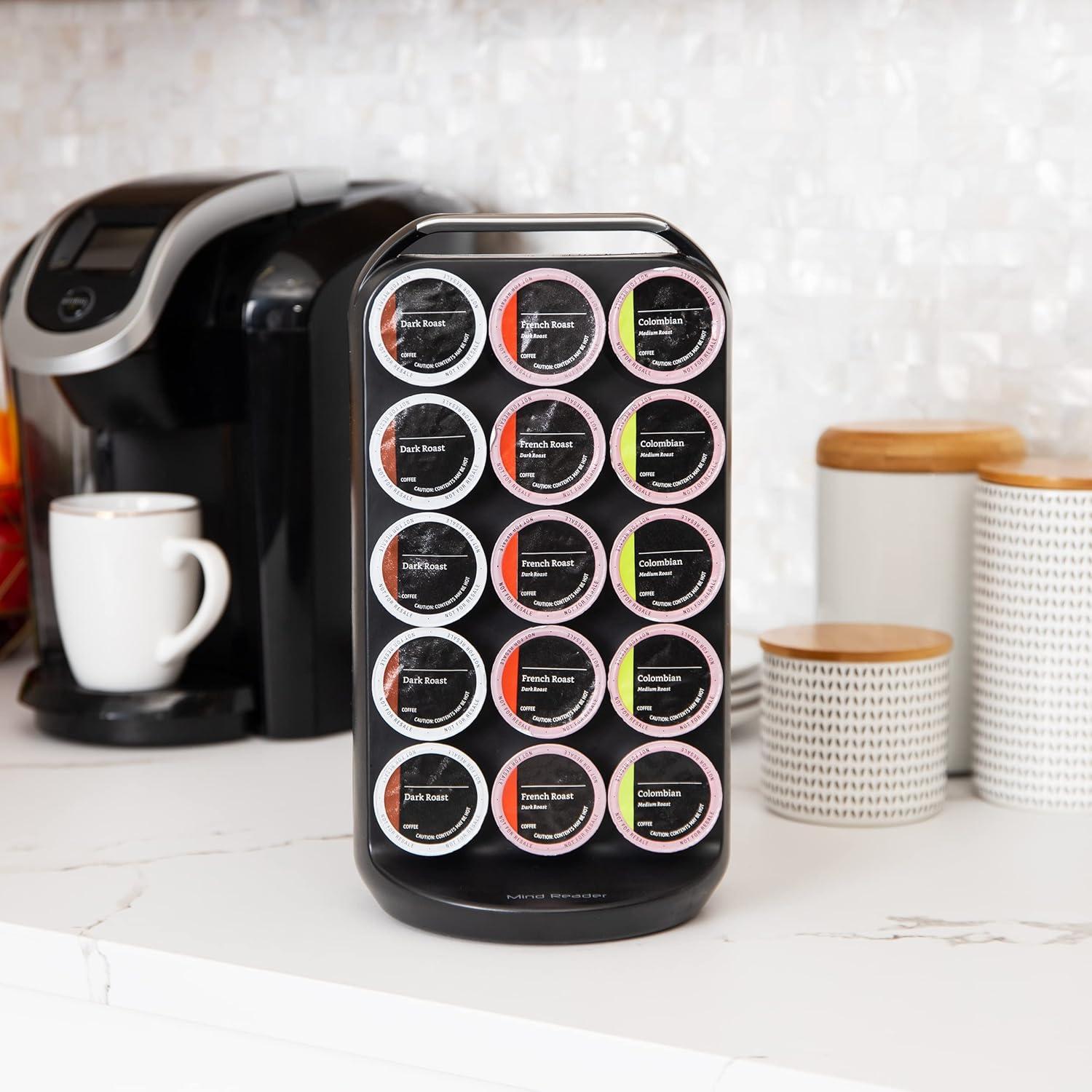 imageMind Reader Single Serve Coffee Pod Carousel 35 Pod Capacity Lazy Susan Metal Mesh 615L x 615W x 125H BlackBlack