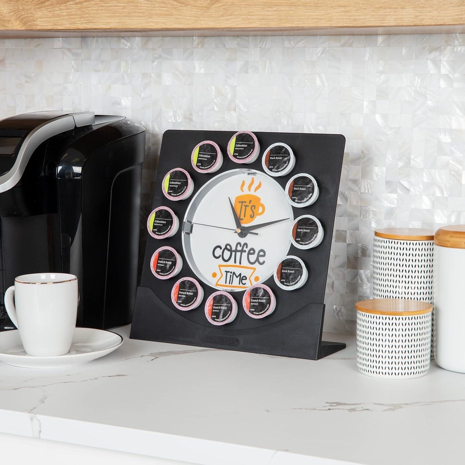 imageMind Reader Single Serve Coffee Pod Clock 12 Pod Capacity Countertop or Wall Mount 125 L x 425 W x 1225 H Black