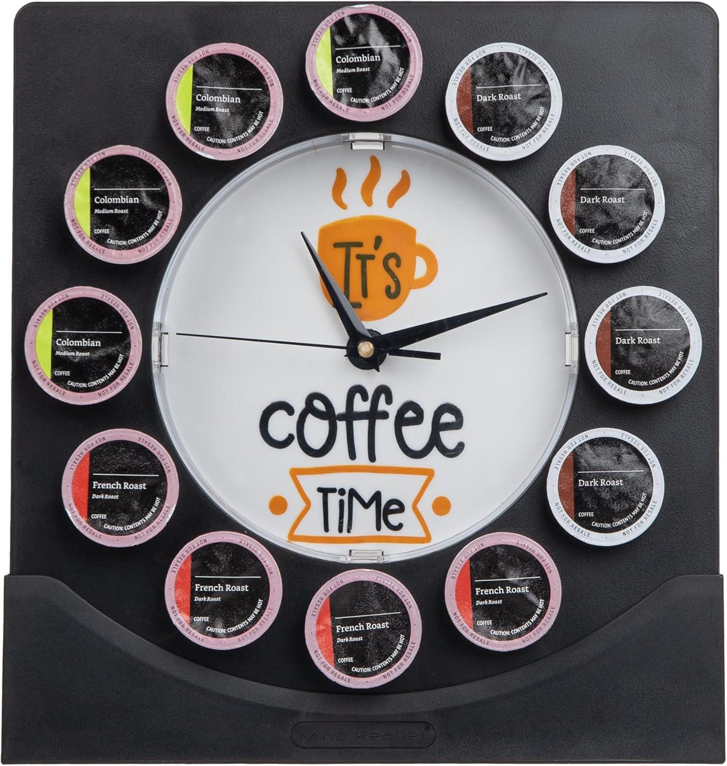 imageMind Reader Single Serve Coffee Pod Clock 12 Pod Capacity Countertop or Wall Mount 125 L x 425 W x 1225 H Black