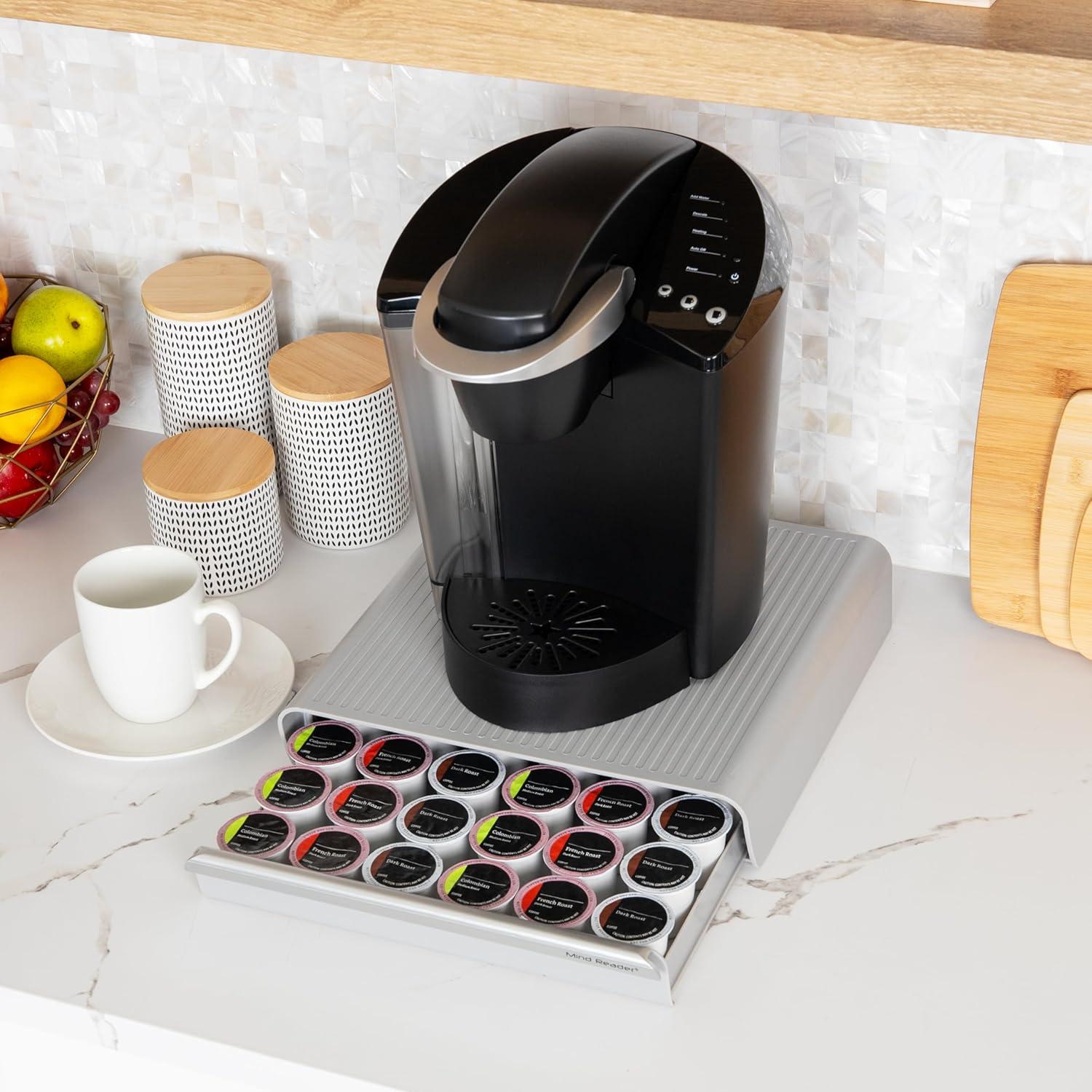 imageMind Reader Single Serve Coffee Pod Drawer 36 Pod Capacity Countertop Organizer 1325L x 1275W x 275H RedGray
