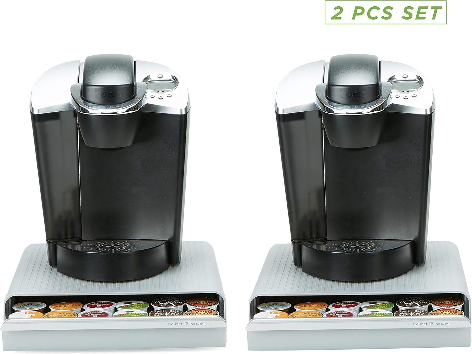 imageMind Reader Single Serve Coffee Pod Drawer Set of 2 36 Pod Capacity Countertop Organizer 1275 L x 13 W x 3 H BlackGray