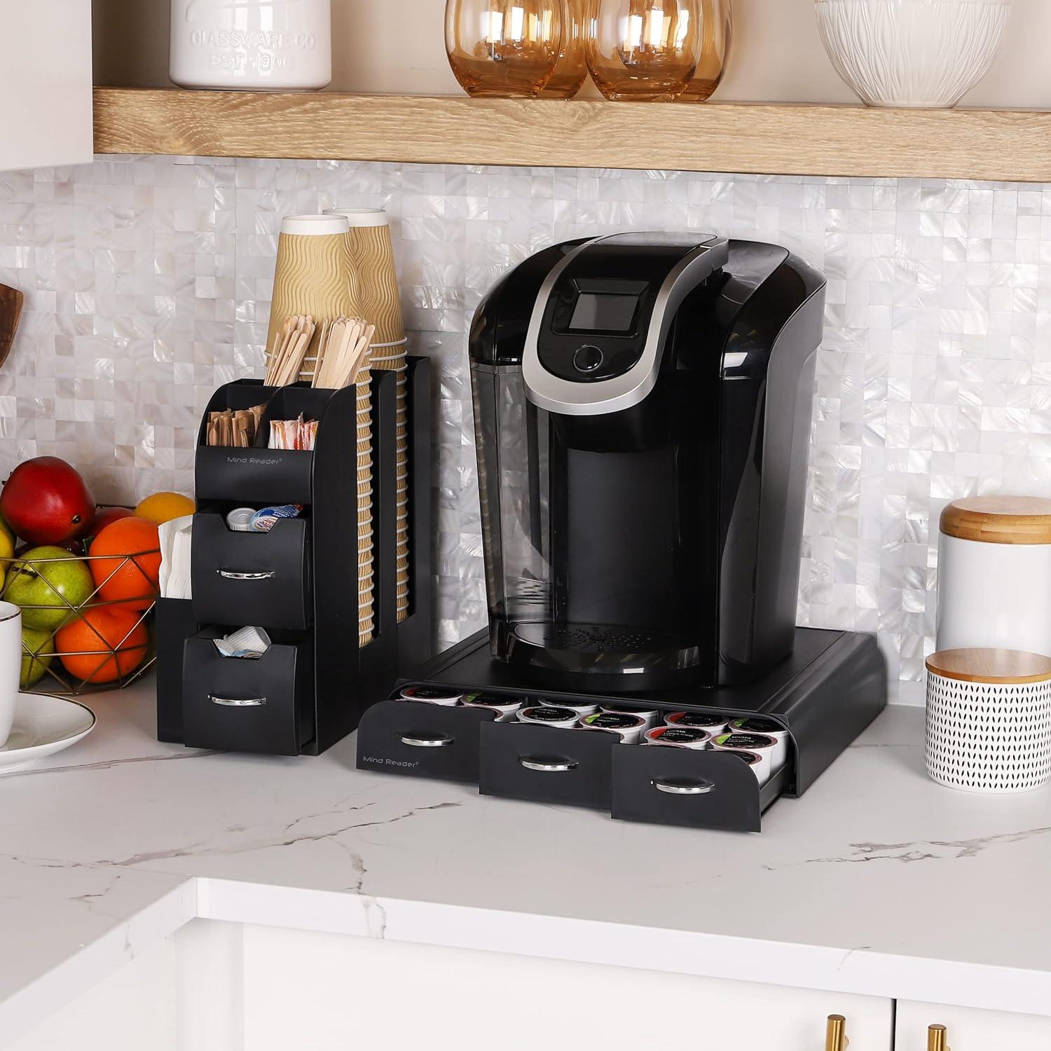 imageMind Reader Single Serve Coffee Pod Drawer and Cup Condiment Set 2 Pcs 36 Pod Capacity 535L x 1125W x 1115H Black