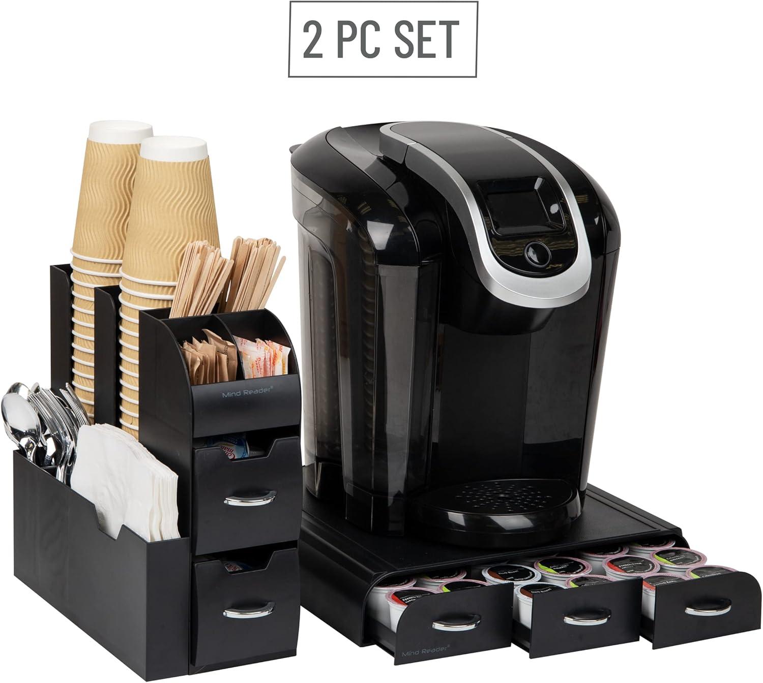 imageMind Reader Single Serve Coffee Pod Drawer and Cup Condiment Set 2 Pcs 36 Pod Capacity 535L x 1125W x 1115H Black