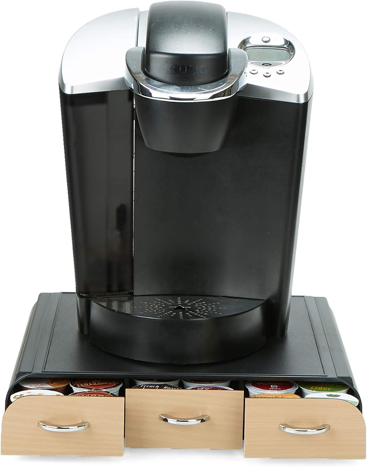 imageMind Reader Single Serve Coffee Pod Organizer with 3 Drawers 36 Pod Capacity Countertop 135L x 1225W x 25H BrownBrown